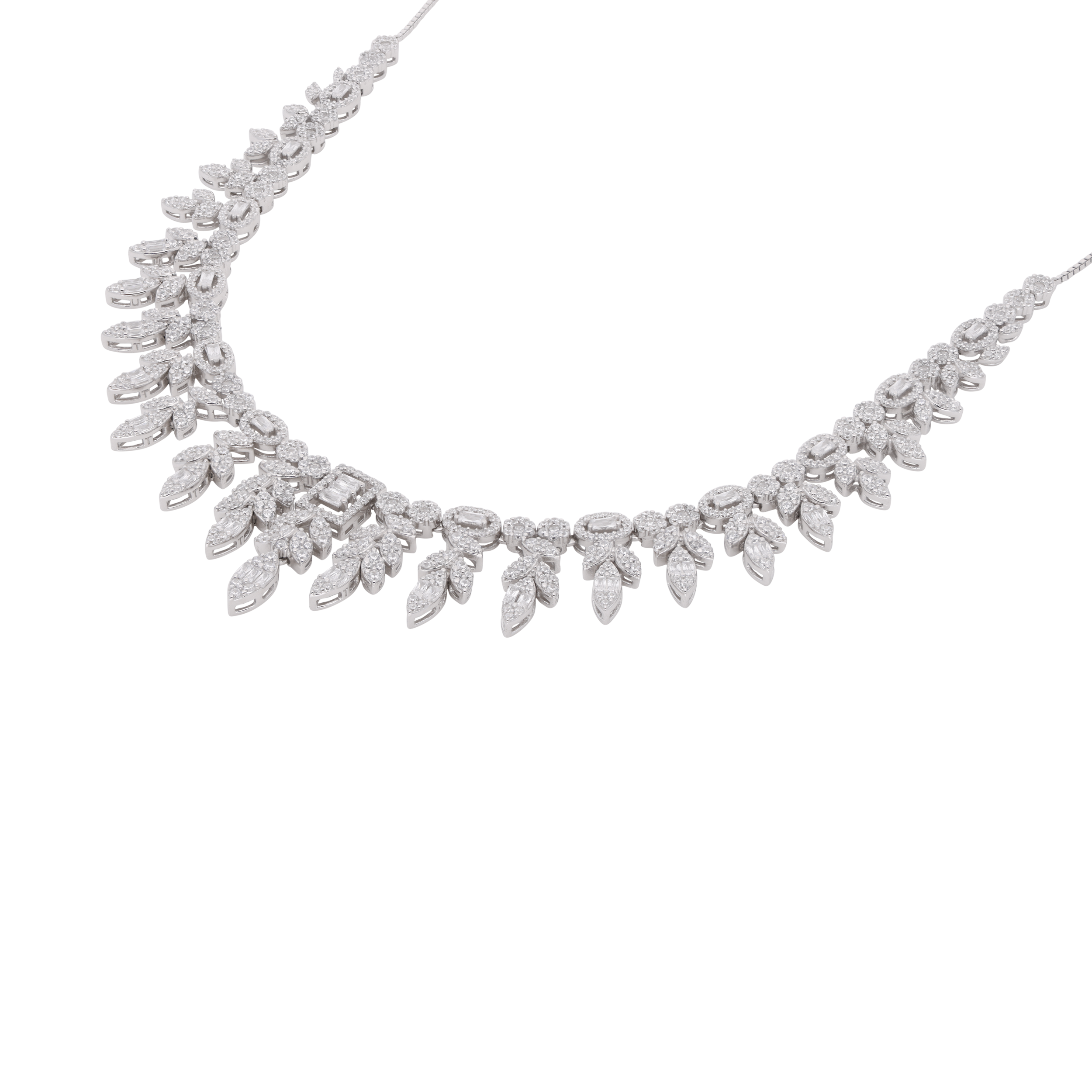 Sterling Silver Necklace with Cascading Zirconia Brilliance | SKU : 0021189203, 0021189227, 0021189241, 0003526064