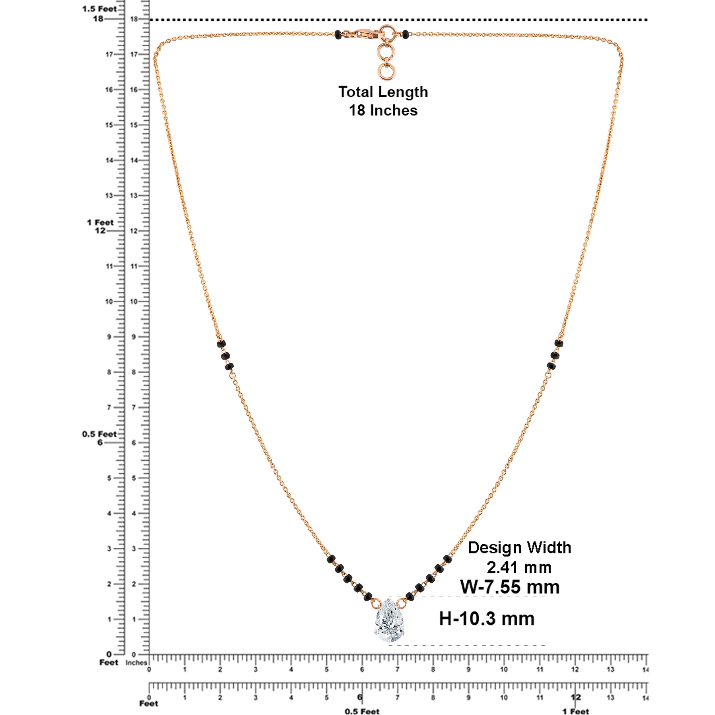 Pear Cut 1.560 Carat Solitaire Lab-Grown Diamond Mangalasutra | SKU: 0021246678