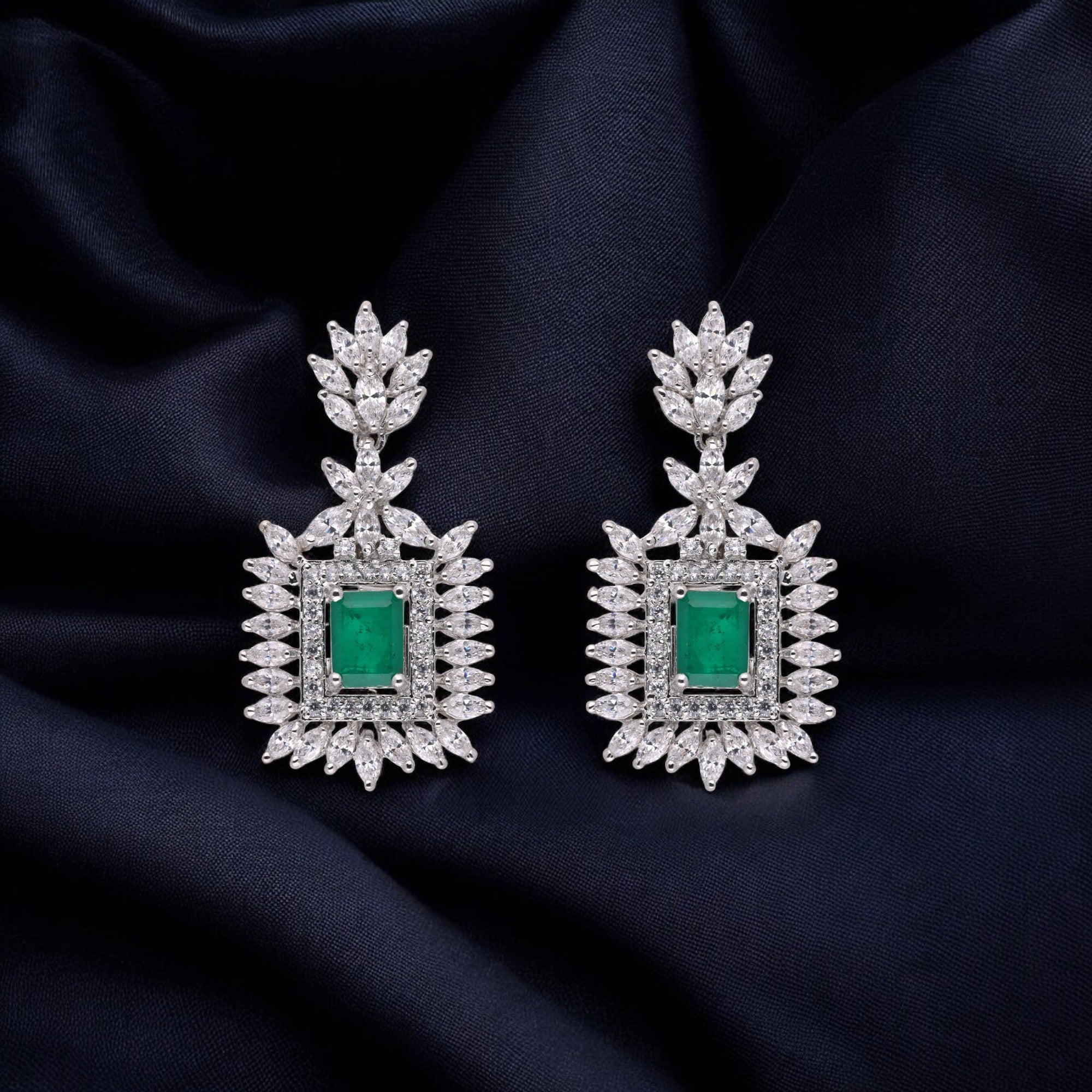 Majestic 925 Sterling Silver Dangle Earrings with Ruby & Marquise Cubic Zirconia | SKU : 0003534571, 0021326011, 0021326028