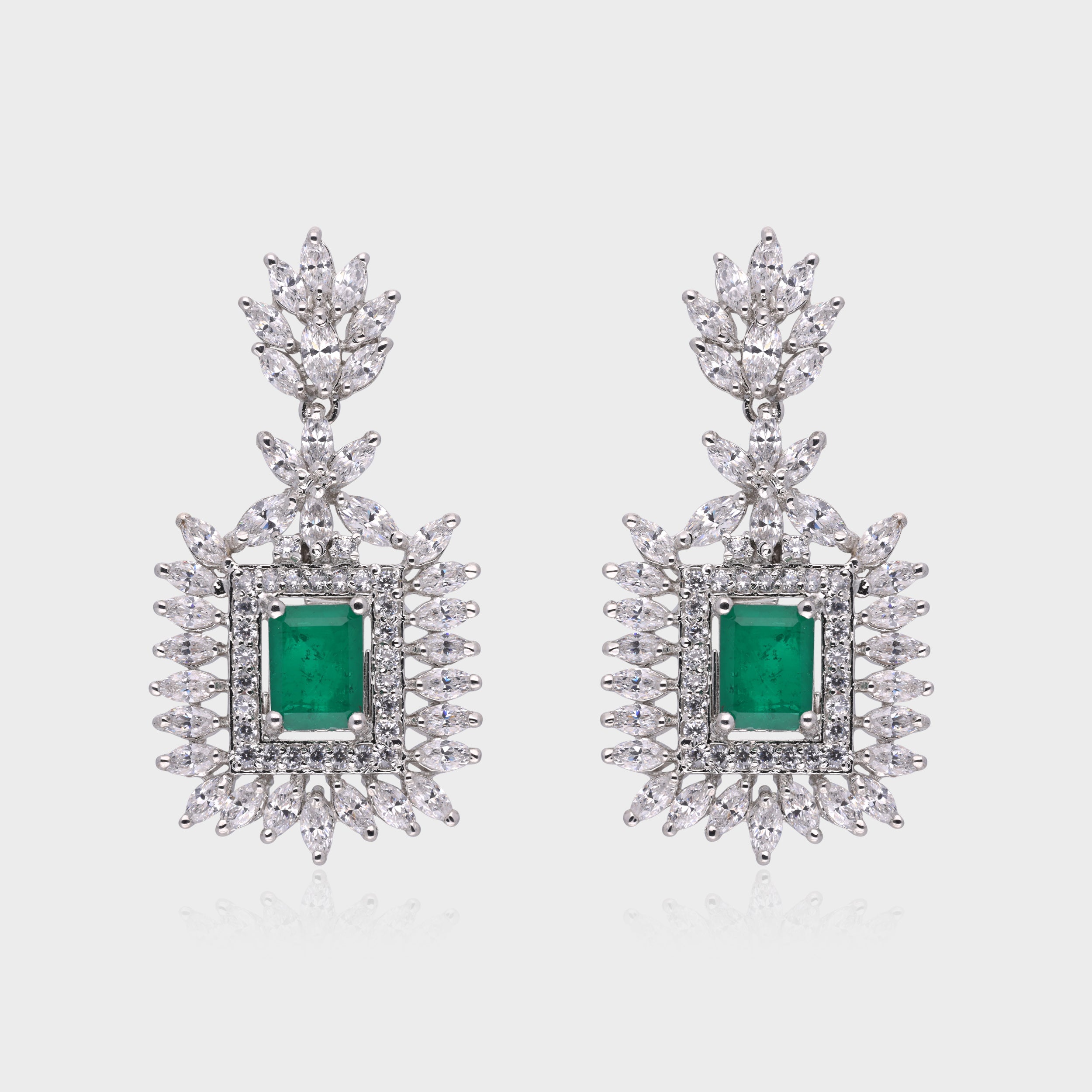 Majestic 925 Sterling Silver Dangle Earrings with Ruby & Marquise Cubic Zirconia | SKU : 0003534571, 0021326011, 0021326028