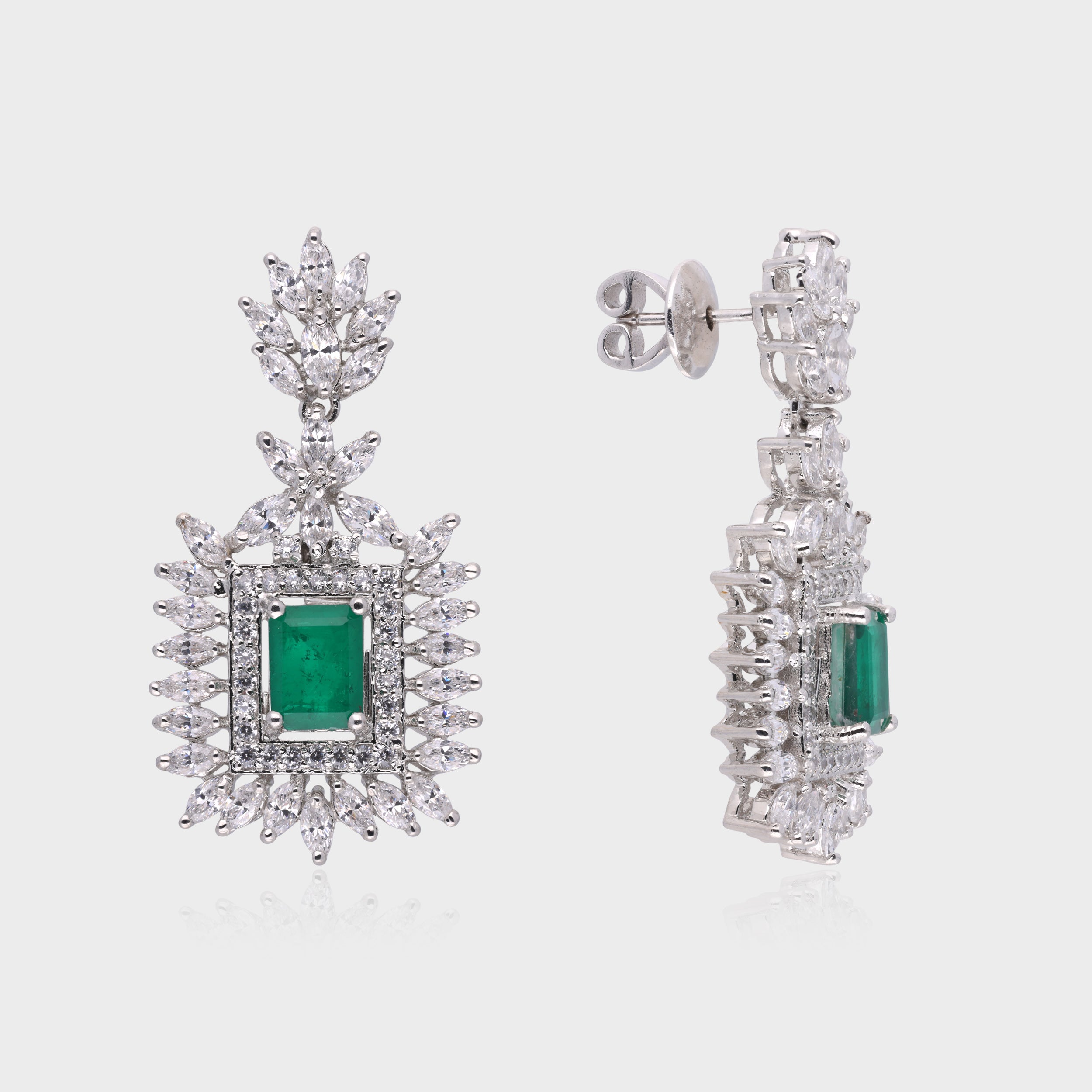 Majestic 925 Sterling Silver Dangle Earrings with Ruby & Marquise Cubic Zirconia | SKU : 0003534571, 0021326011, 0021326028