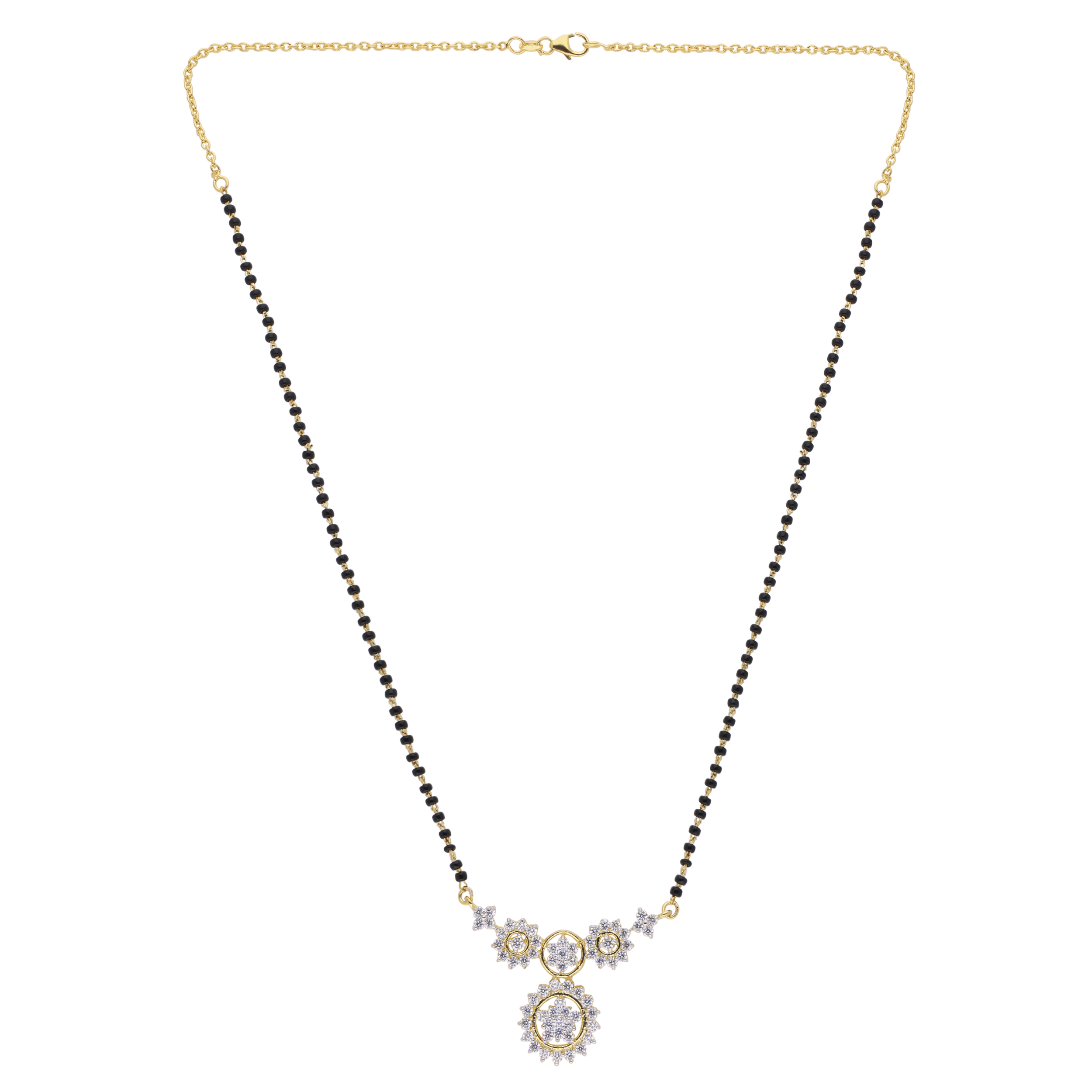 Timeless Gold-Plated Mangalsutra with Floral Pendant | SKU: 0021327650