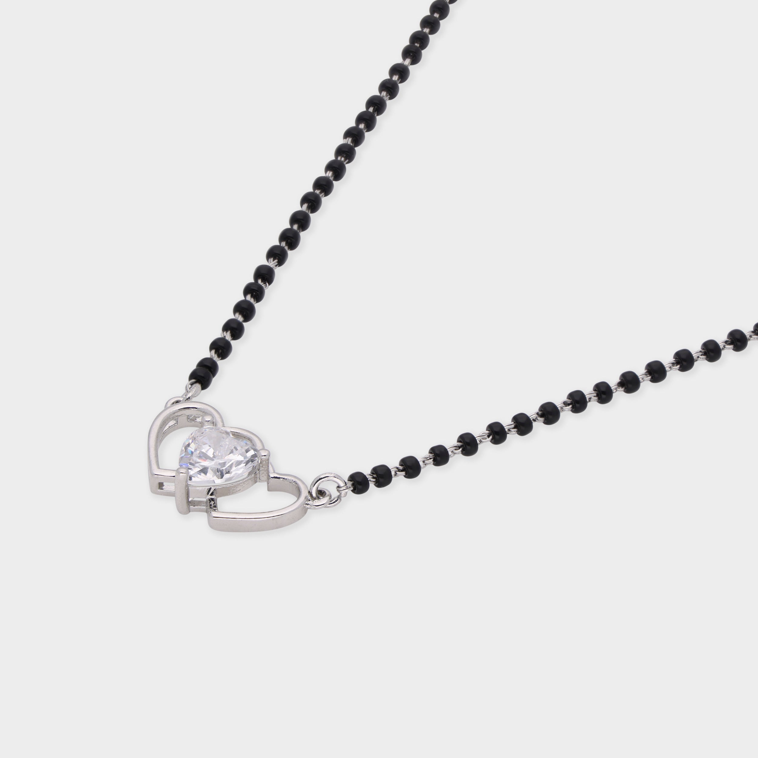 Elegant Heart-Cut Stone Mangalsutra with Dual Heart Charm | SKU : 0021327940