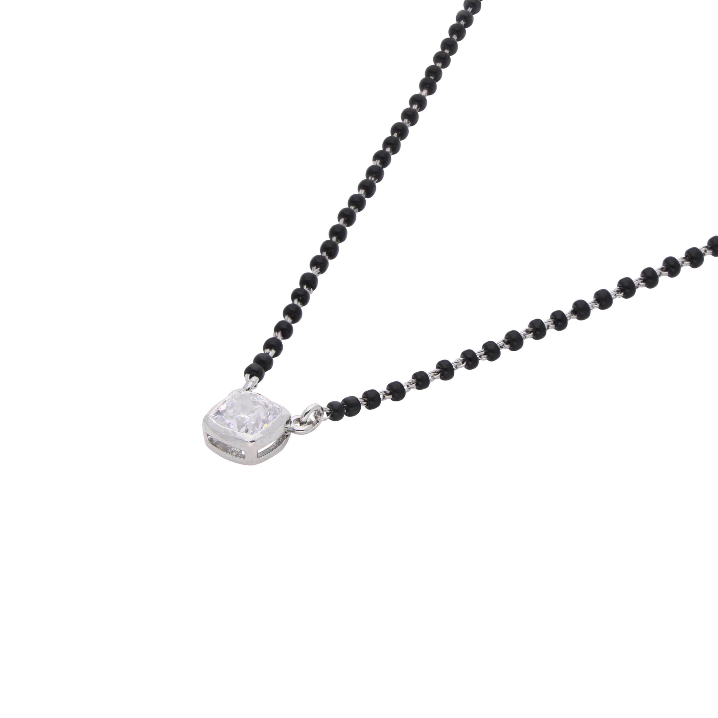 Elegant Cushion-Cut Solitaire Mangalsutra Necklace | SKU: 0021327988