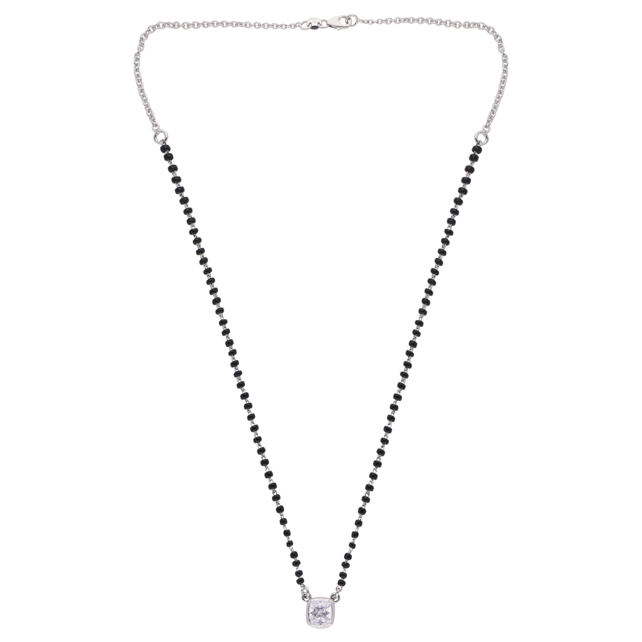 Elegant Cushion-Cut Solitaire Mangalsutra Necklace | SKU: 0021327988