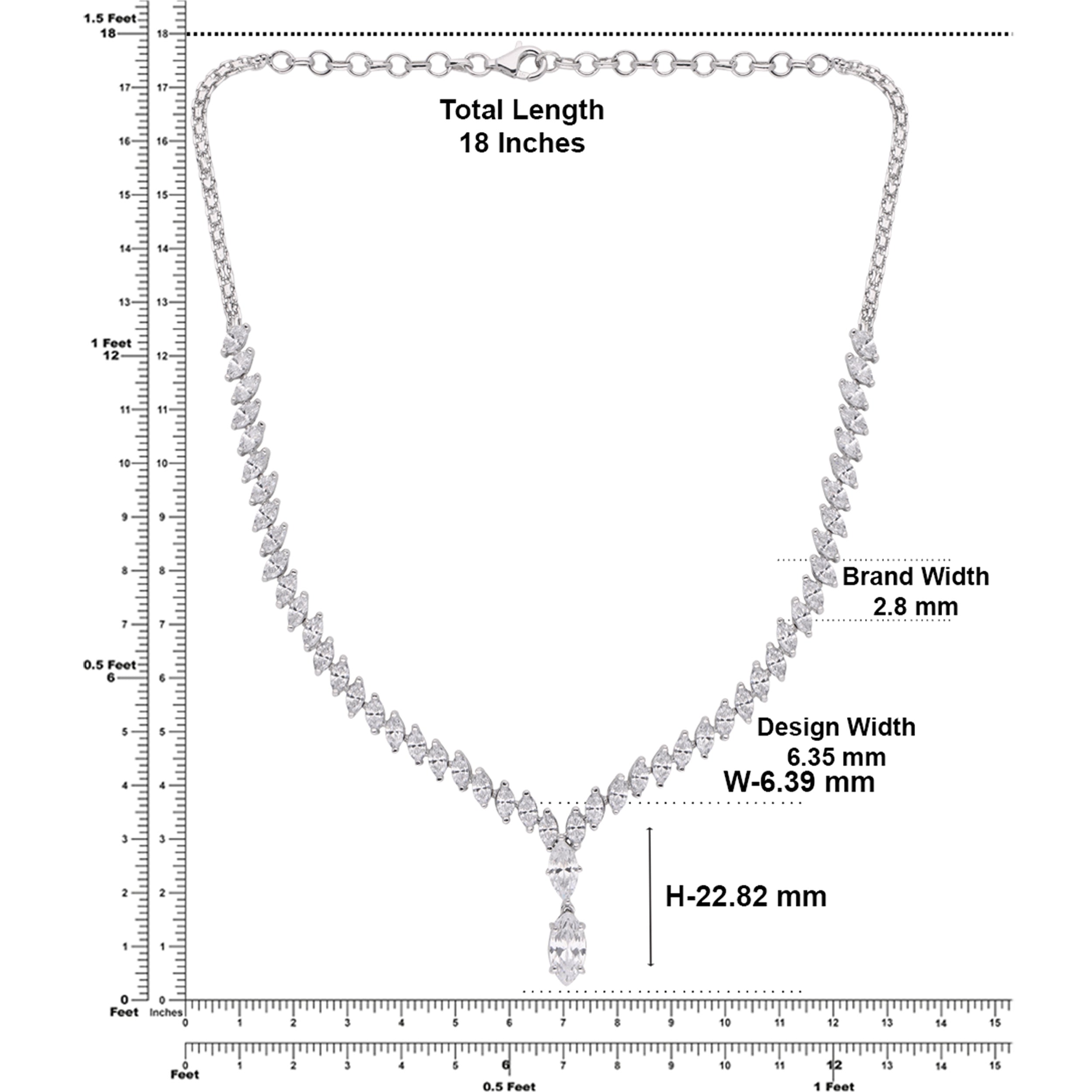 Elegant Marquise-Cut White Stone Necklace in High-Polish Finish | SKU : 0021328060