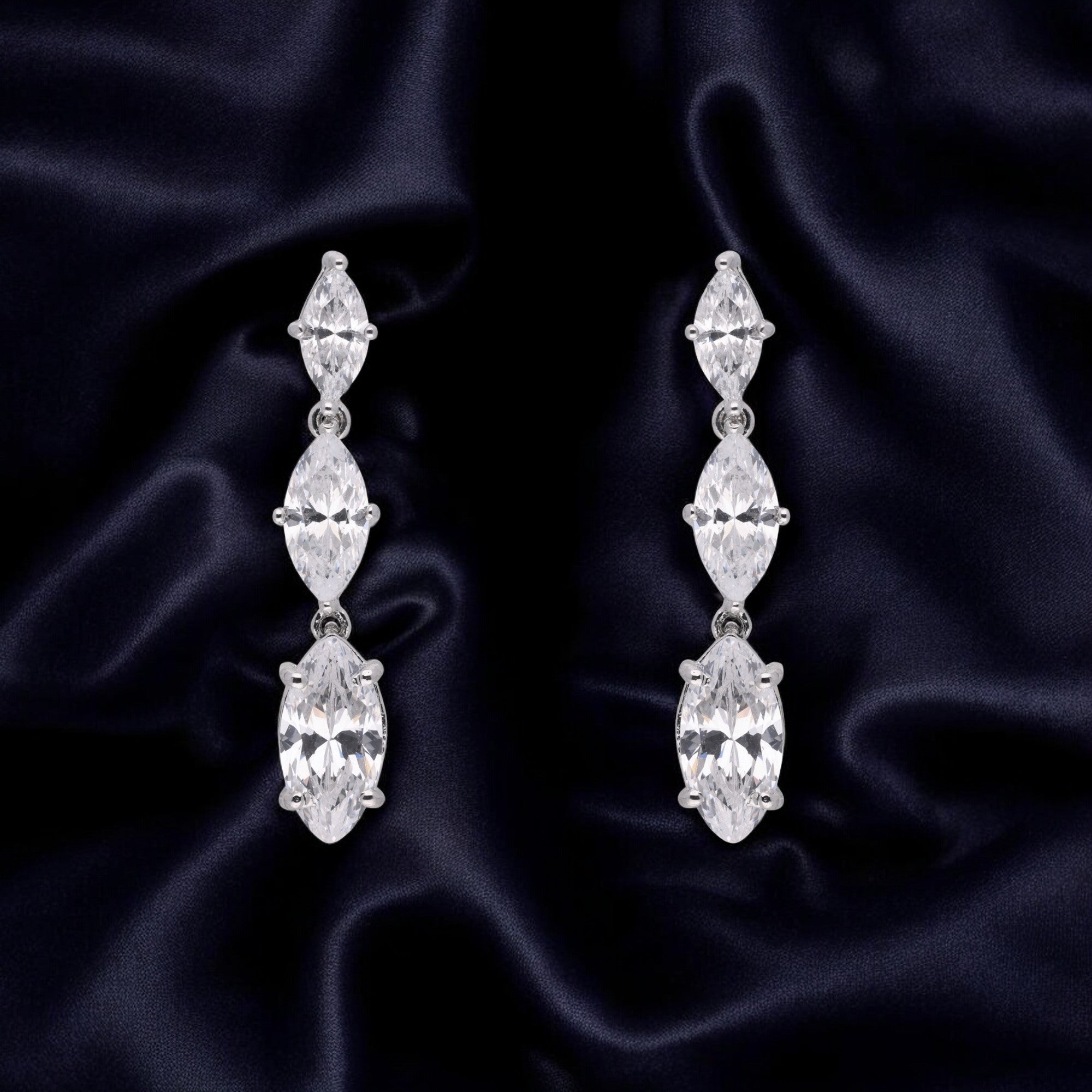 Graceful Marquise-Cut White Stone Drop Earrings | SKU : 0021328077