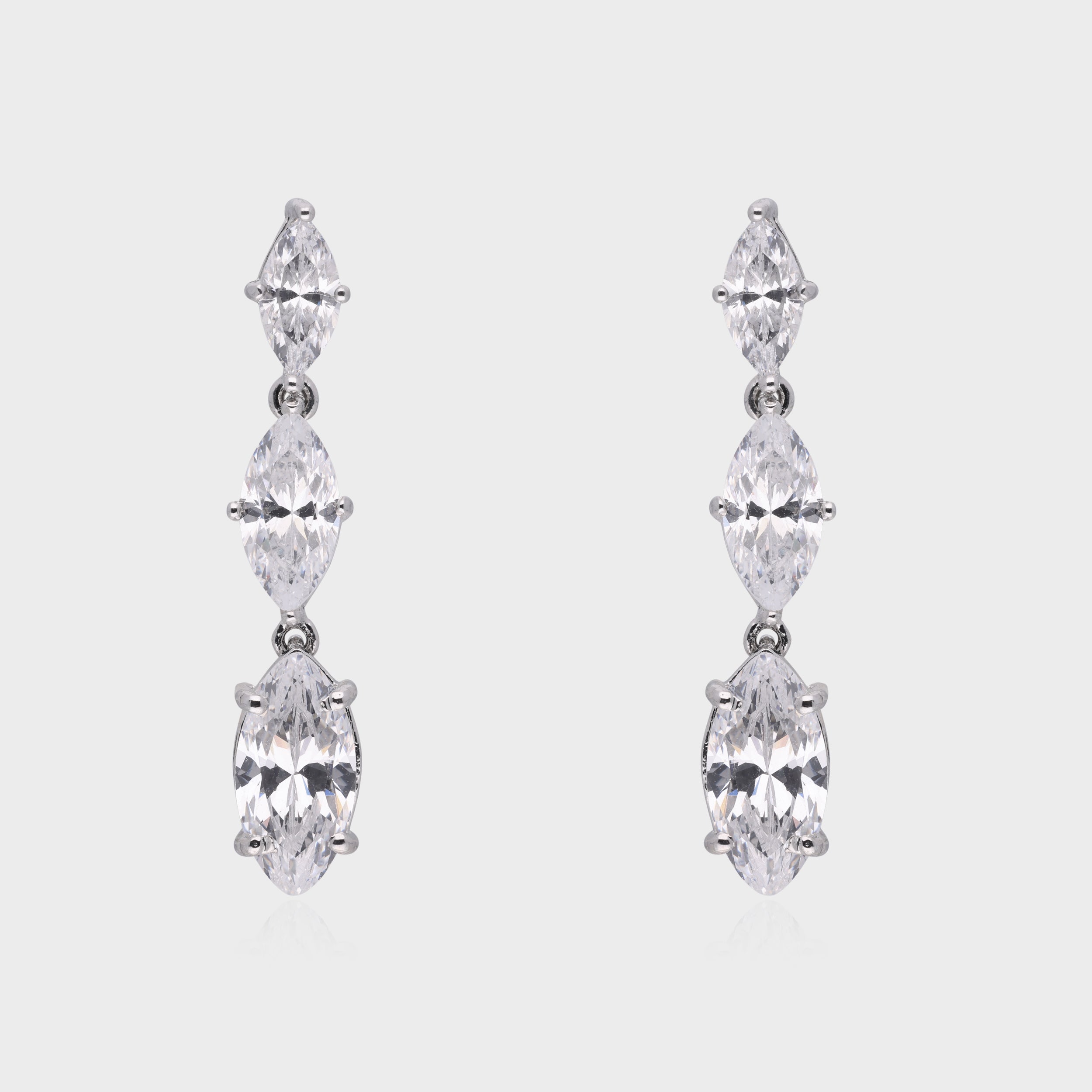 Graceful Marquise-Cut White Stone Drop Earrings | SKU : 0021328077