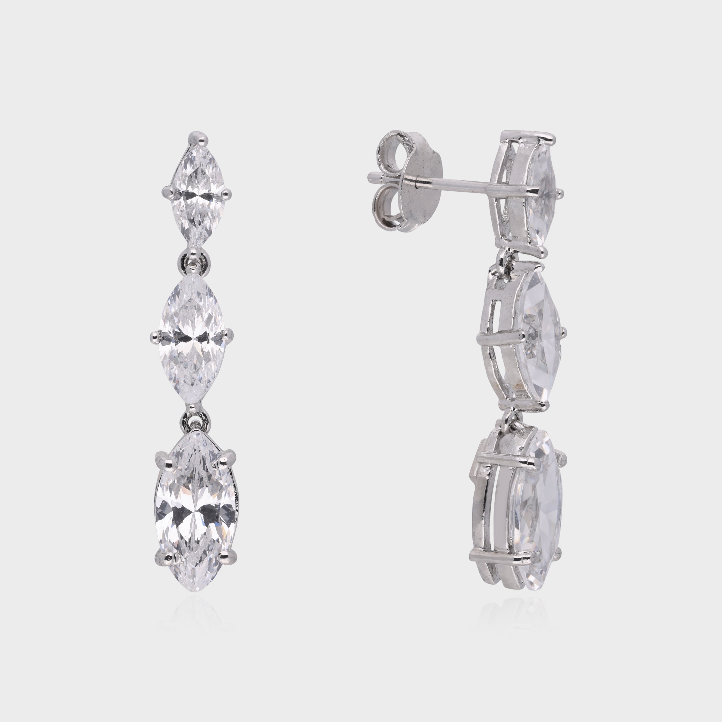 Graceful Marquise-Cut White Stone Drop Earrings | SKU : 0021328077