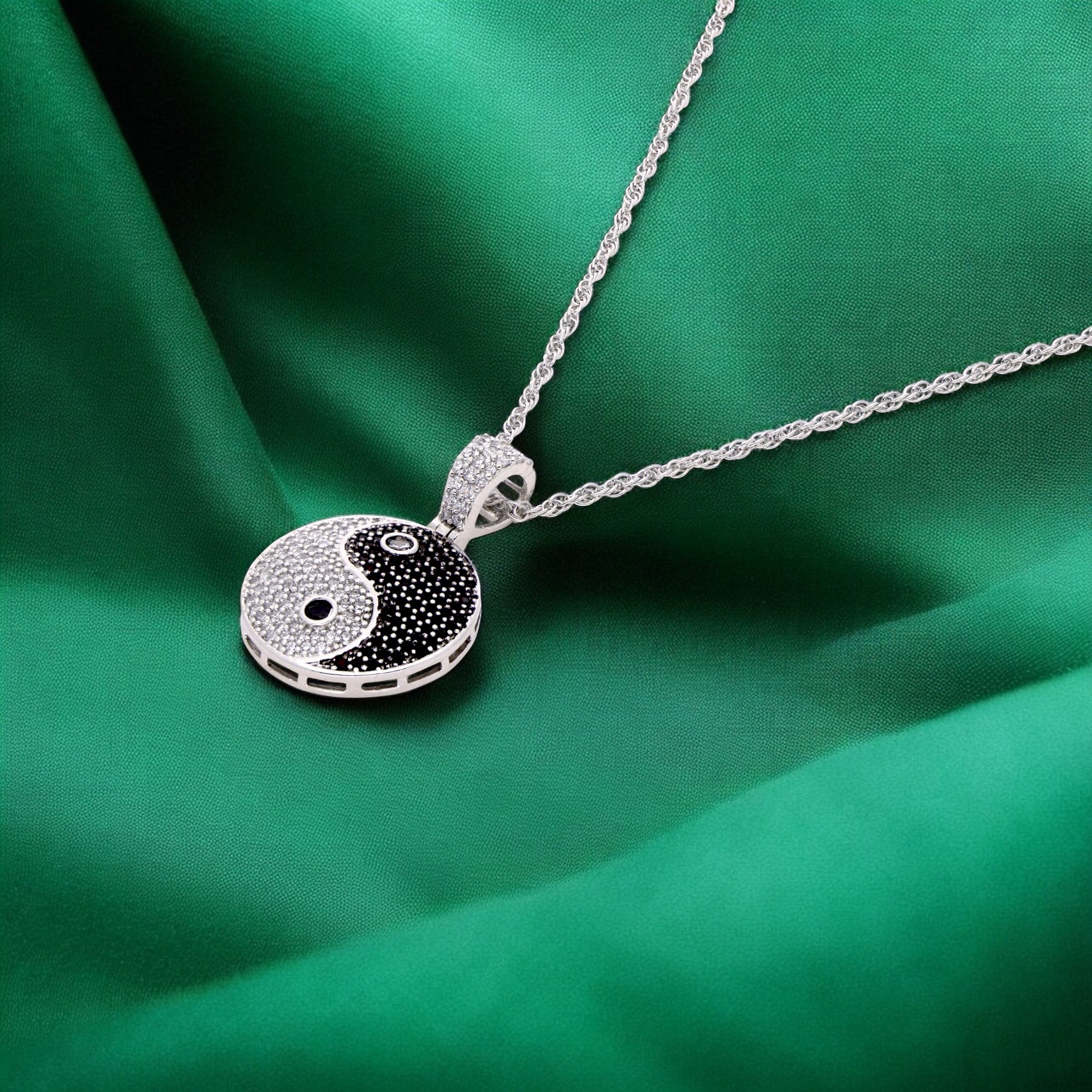 Sterling Silver Yin Yang Pendant with Sparkling Stone Accents | SKU : 0021341700, 0003566541