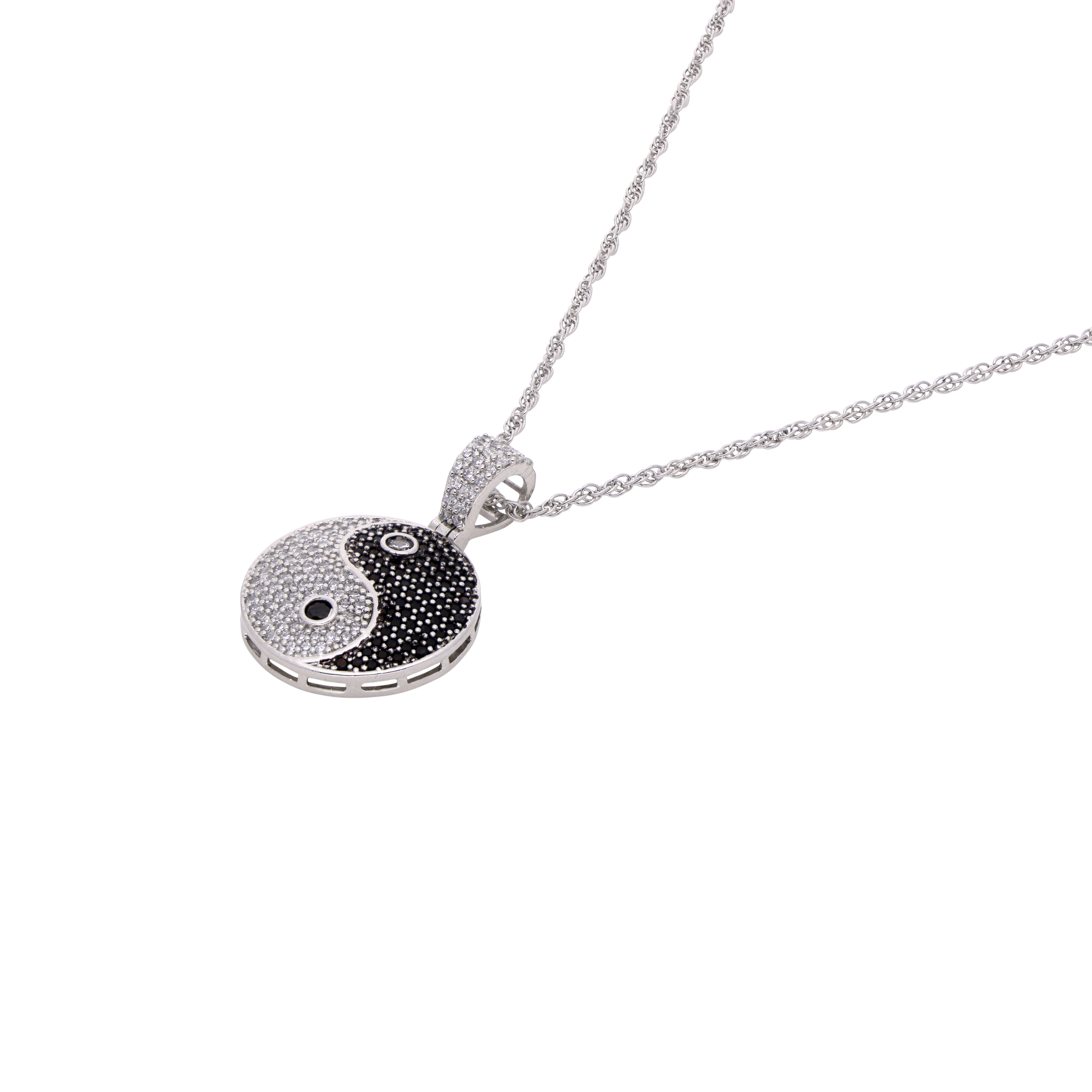 Sterling Silver Yin Yang Pendant with Sparkling Stone Accents | SKU : 0021341700, 0003566541