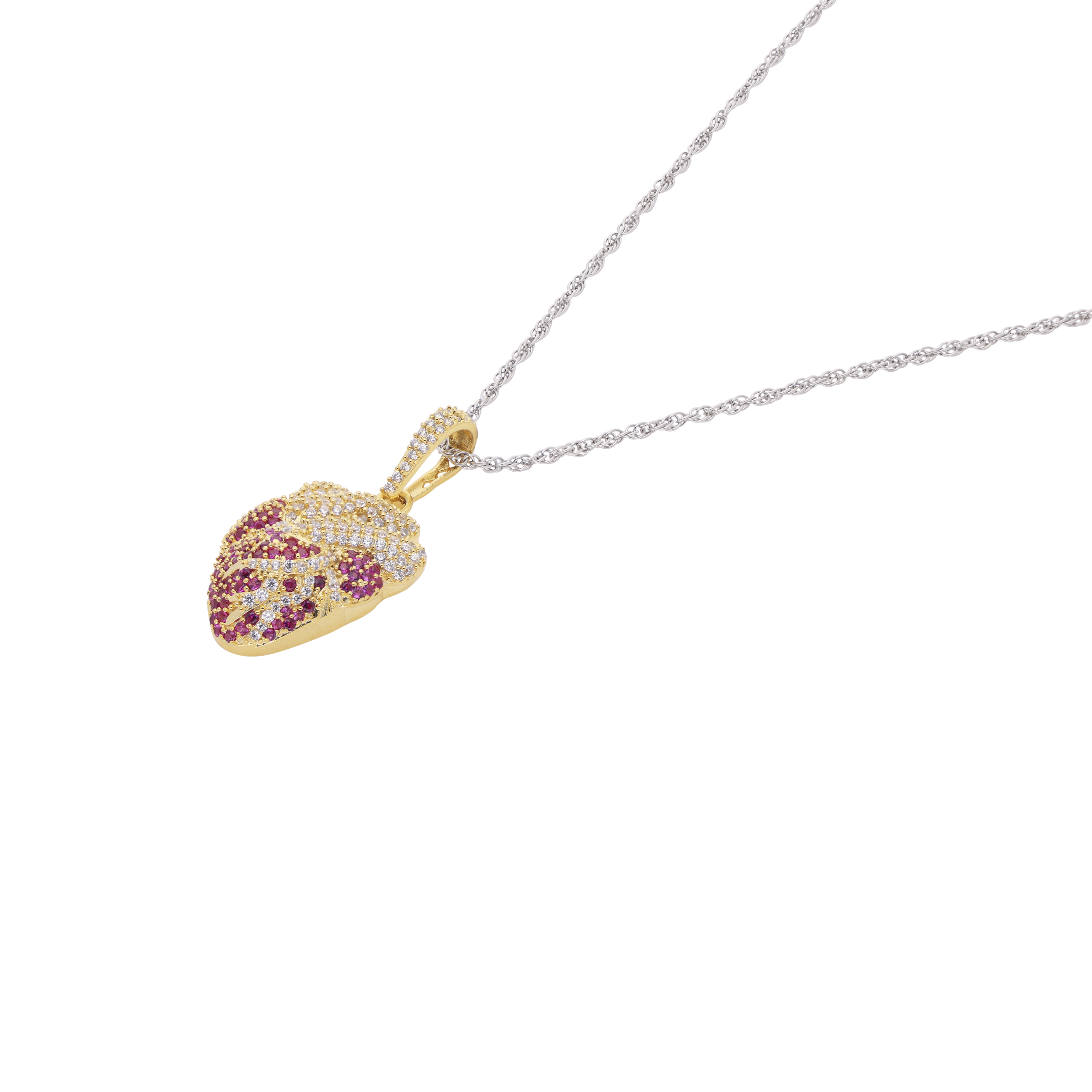 Sterling Silver & Gold Anatomical Heart Pendant with Sparkling Accents | SKU : 0021341731, 0003566527