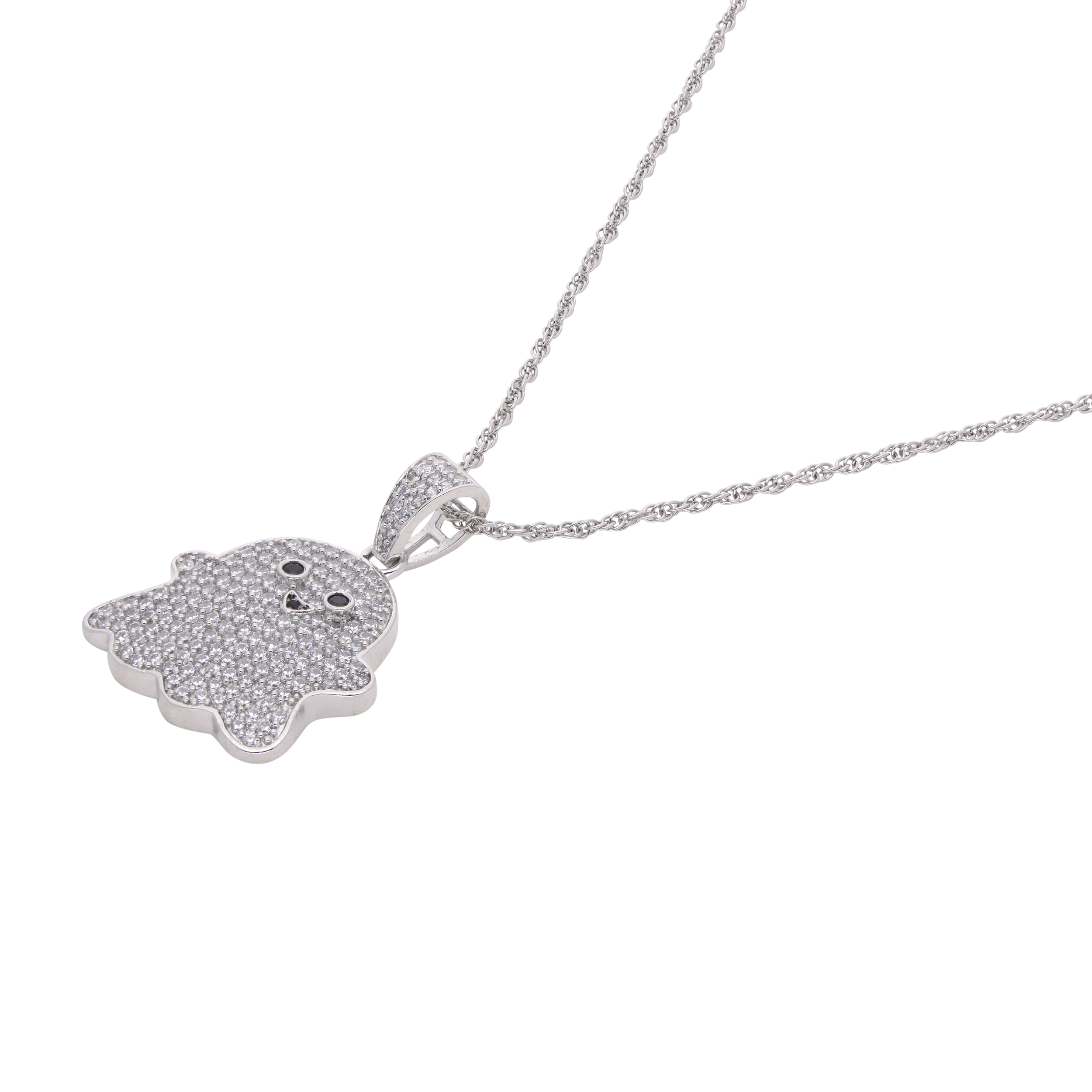 Sterling Silver Ghost Pendant with Sparkling Accents | SKU : 0003566589, 0021341656, 0021341748