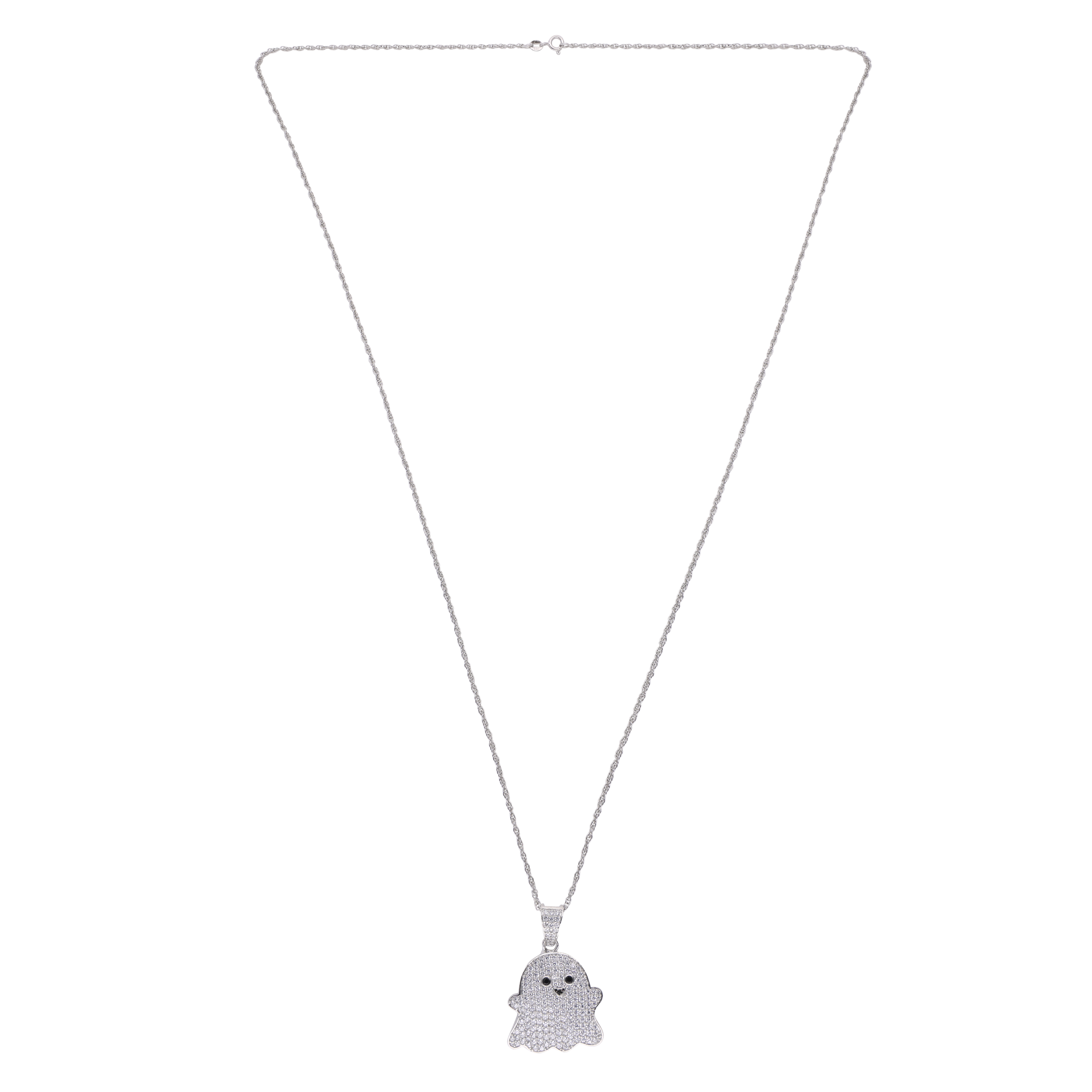 Sterling Silver Ghost Pendant with Sparkling Accents | SKU : 0003566589, 0021341656, 0021341748