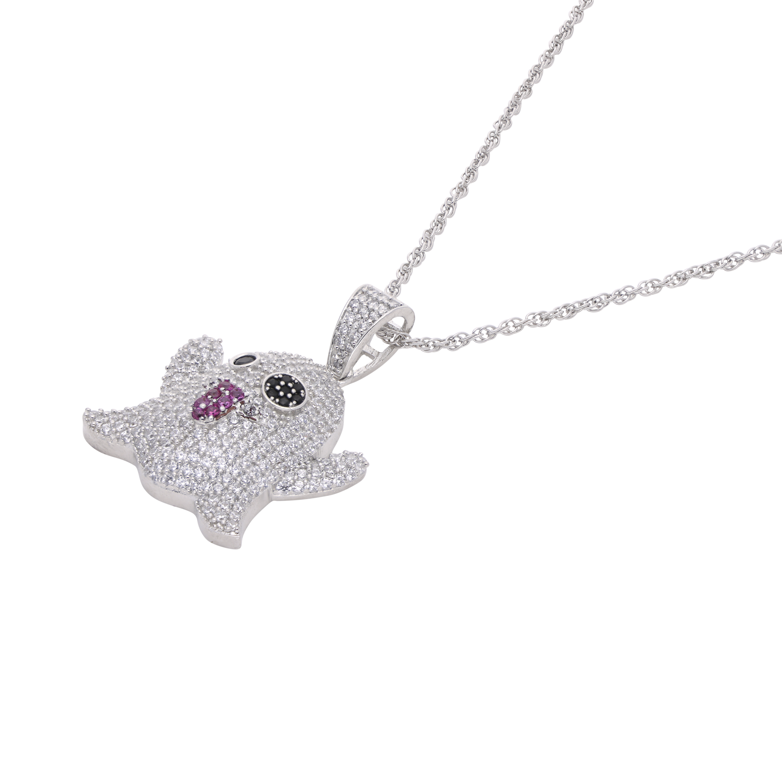 Sterling Silver Playful Ghost Pendant with Sparkling Accents | SKU : 0021341755, 0003566503