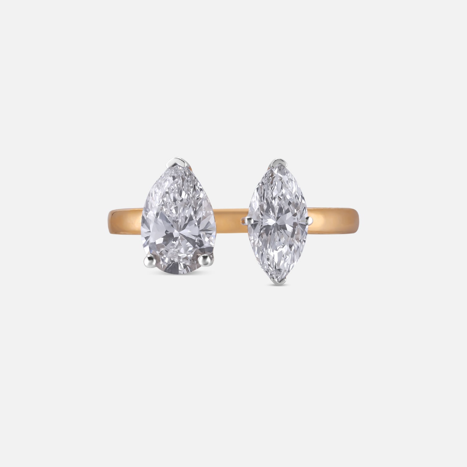 Dual Pear Lab Grown Diamond Open Ring in Rose Gold | SKU : 0021360817