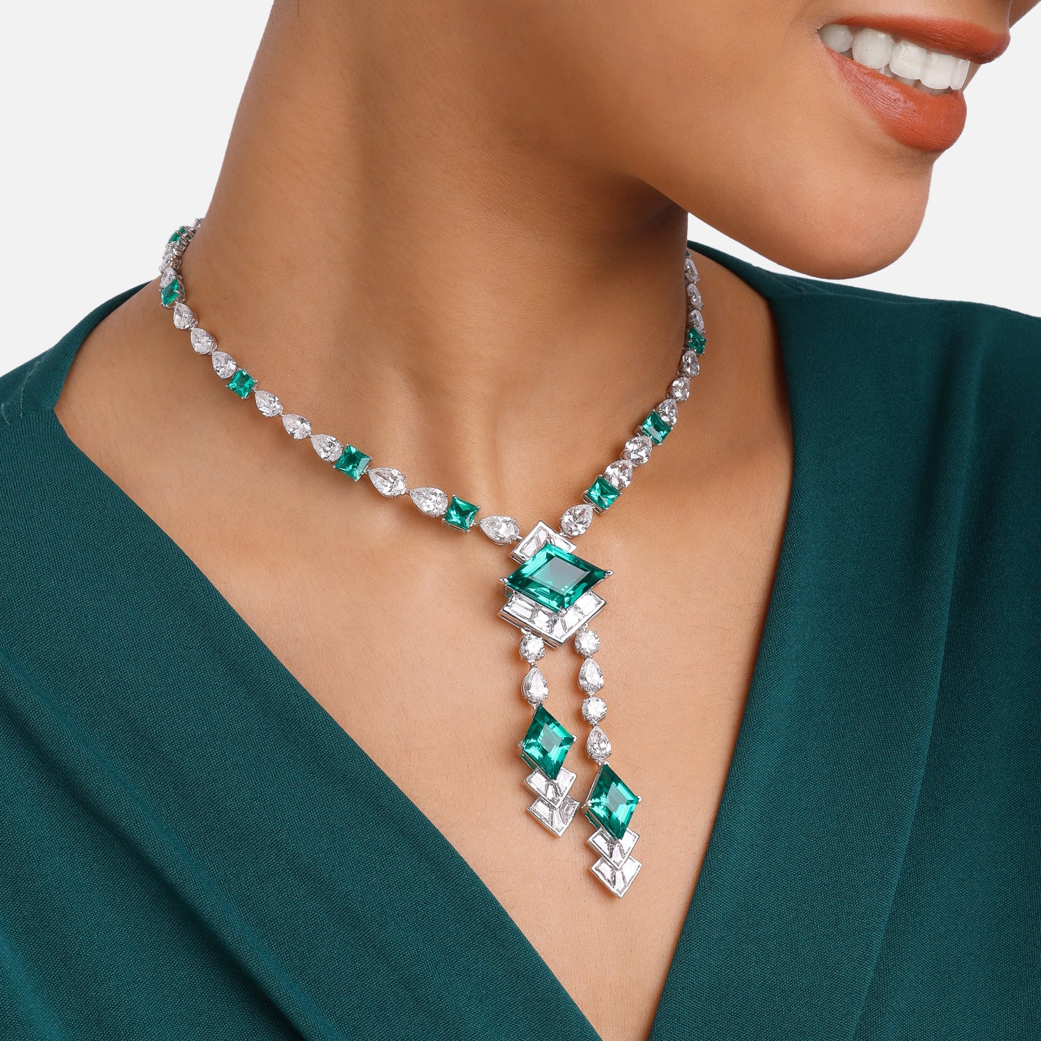 Emerald Radiance Y-Drop Necklace with Lab Grown Diamonds | SKU : 0021368776