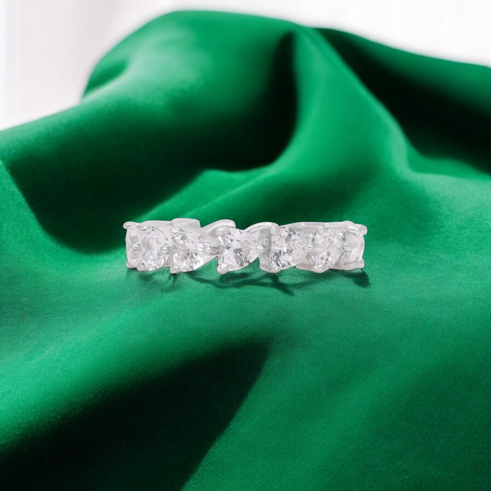 Sterling Silver Trillion Elegance Eternity Band | SKU : 0021423215