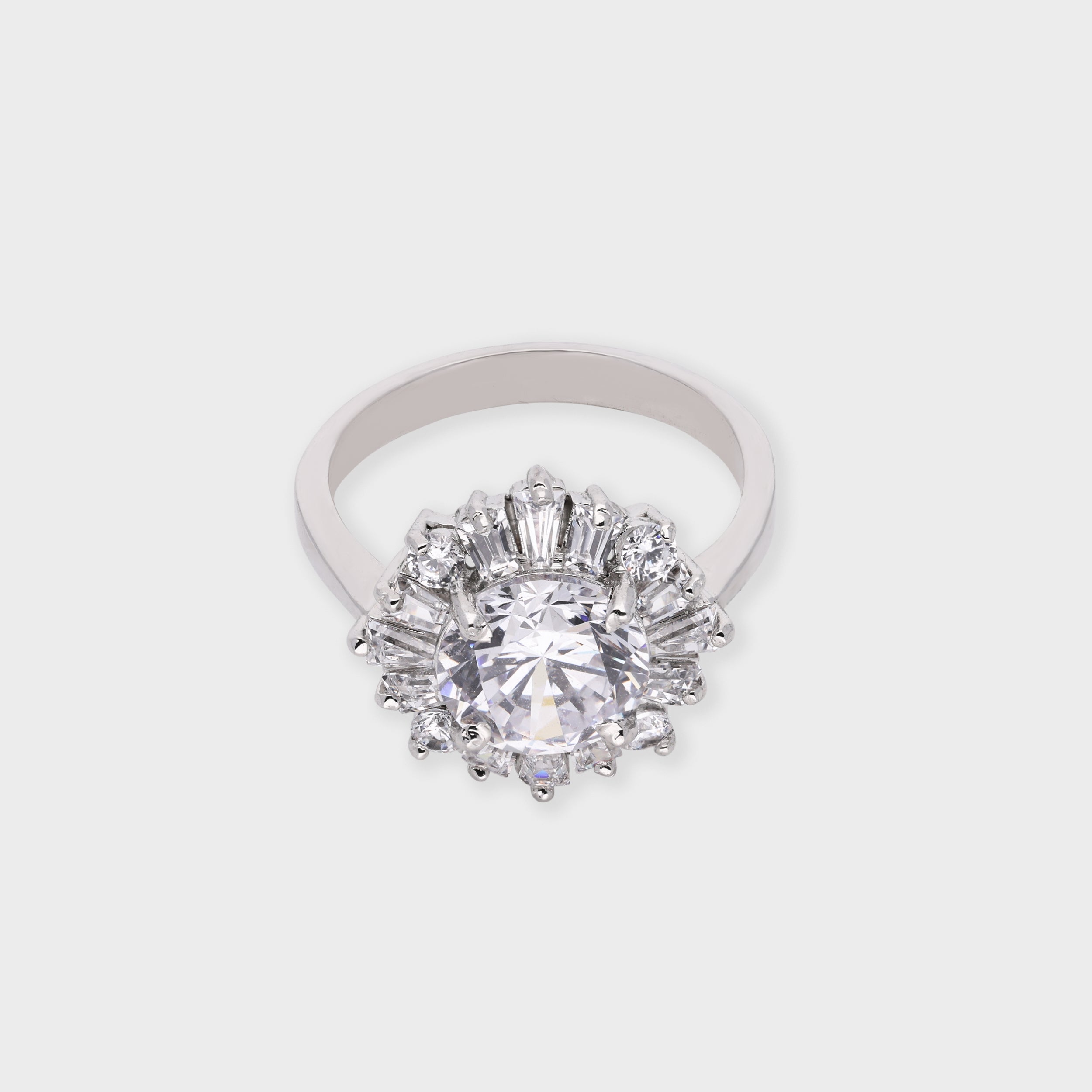 Brilliant White Stone Cluster Ring with Radiant Halo Design | SKU : 0021423253
