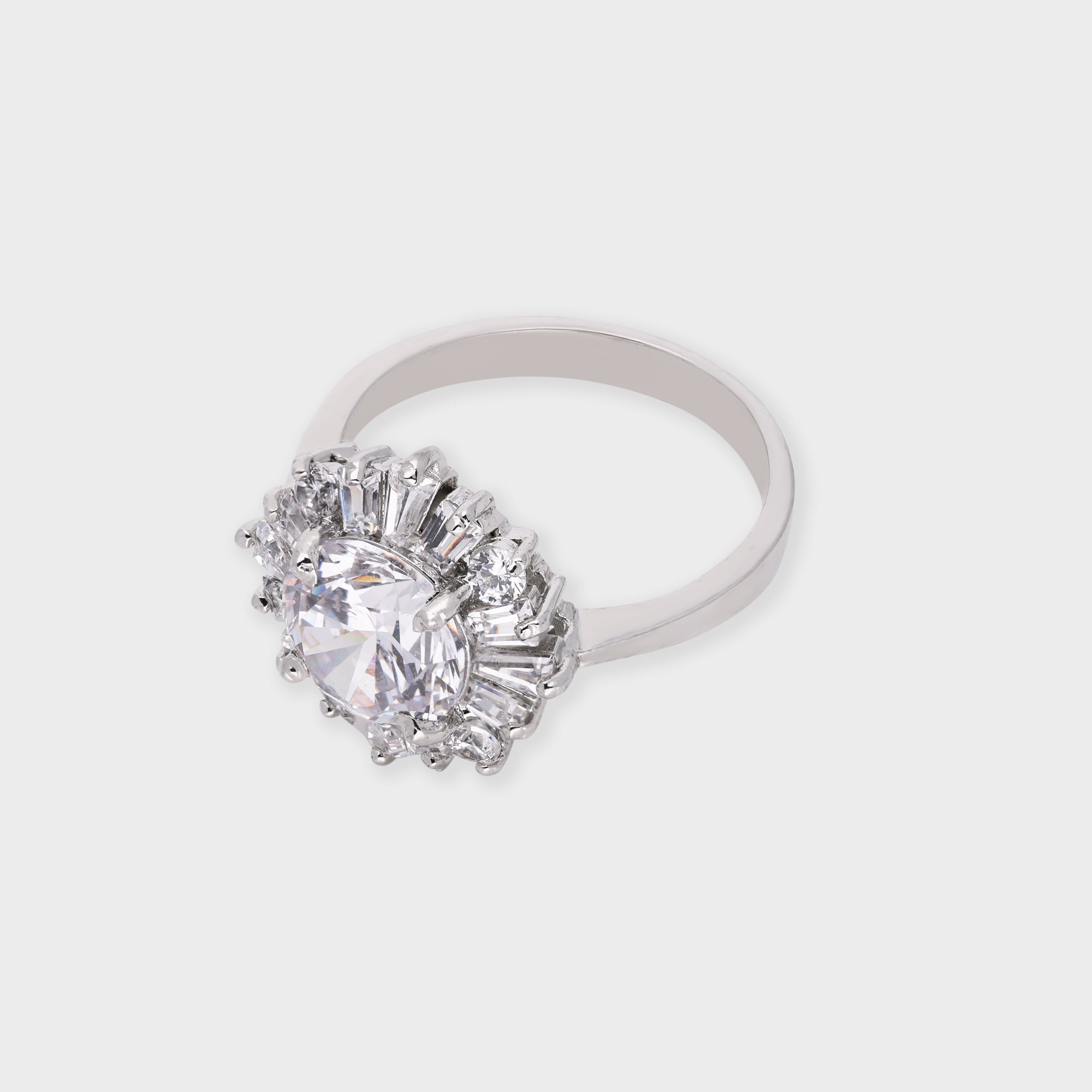 Brilliant White Stone Cluster Ring with Radiant Halo Design | SKU : 0021423253