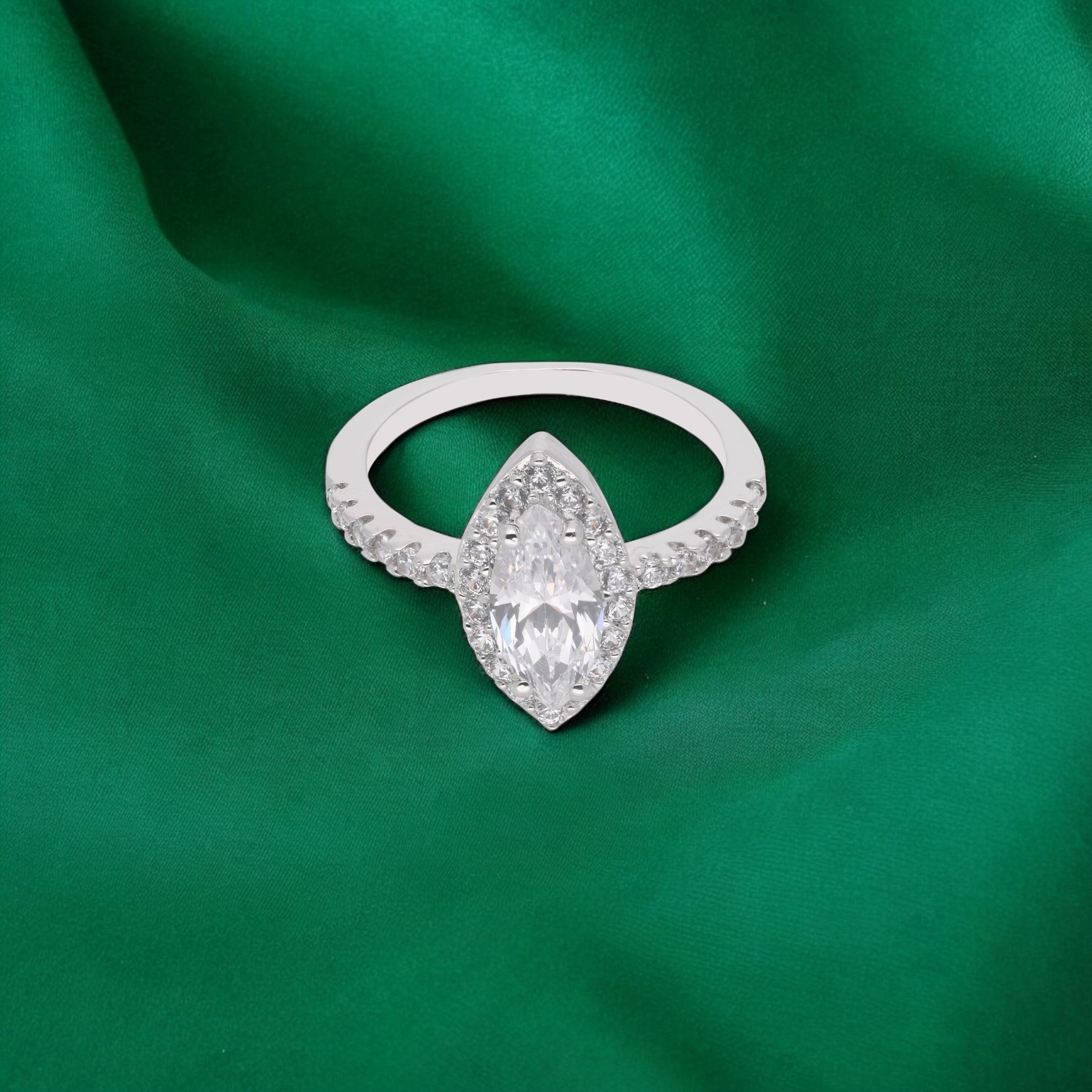 Sterling Silver Marquise Halo Elegance Ring | SKU : 0021423260