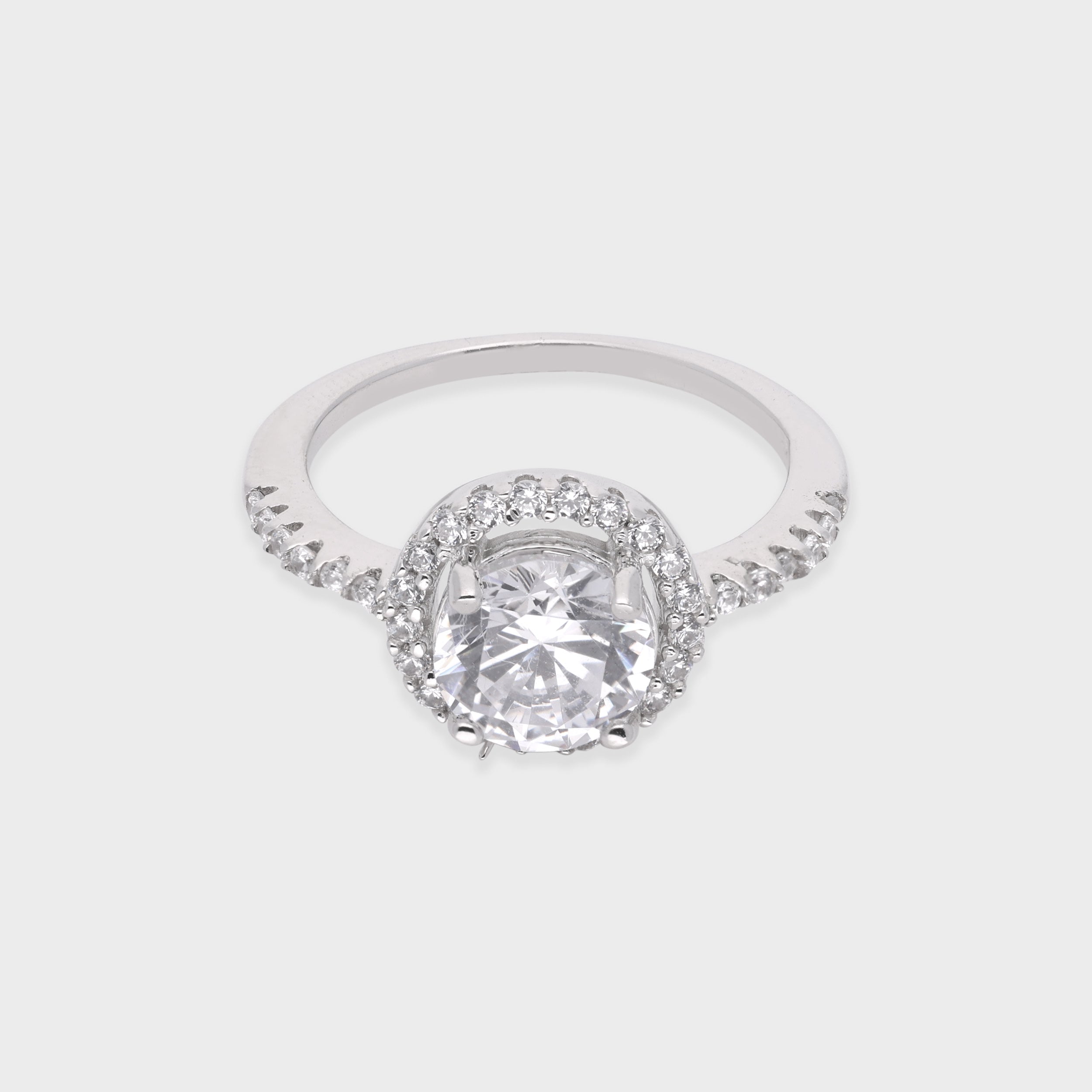 Round-Cut Halo Ring with Pavé-Set Band | SKU : 0021423420