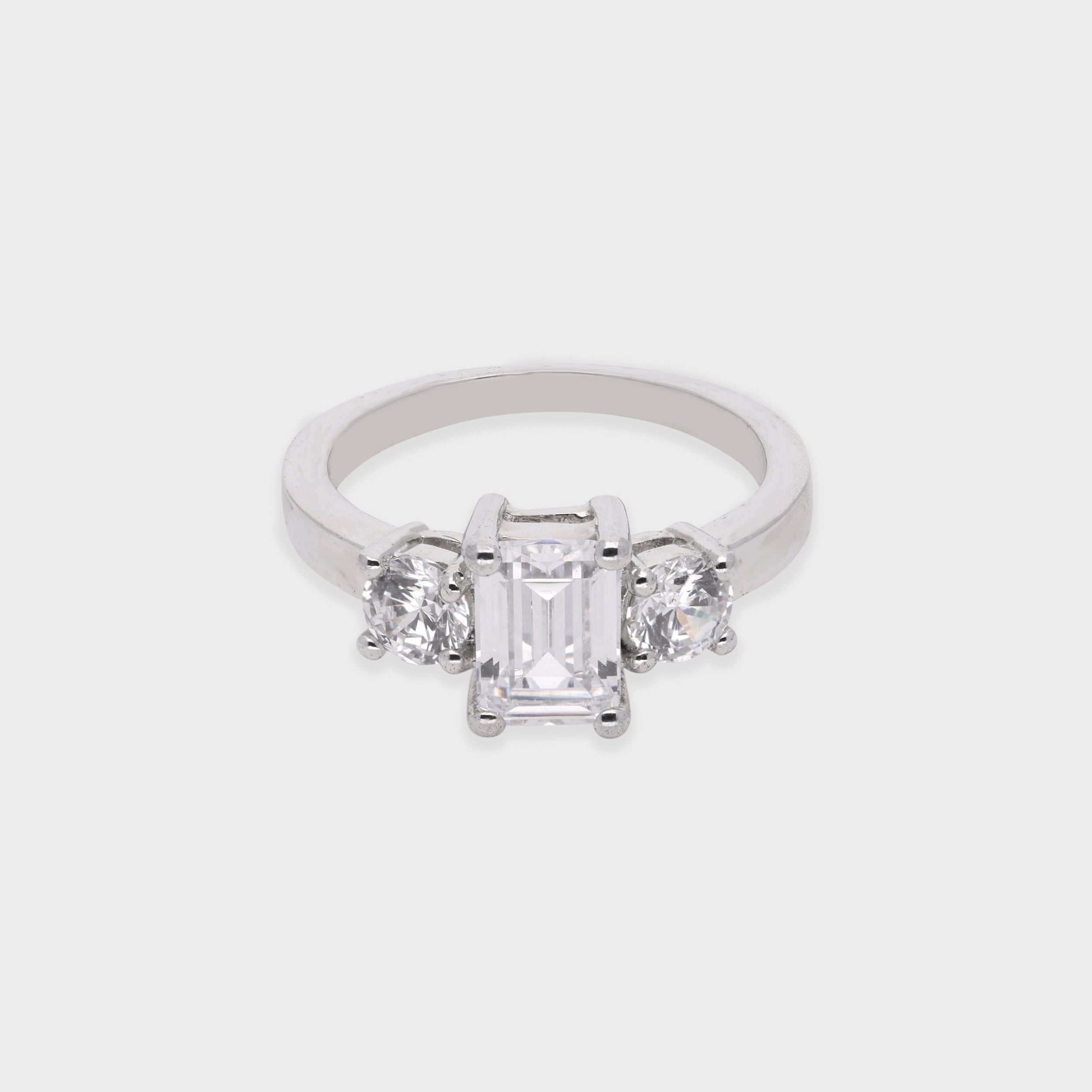 Emerald-Cut Center Ring with Round Side Accents | SKU : 0021423437