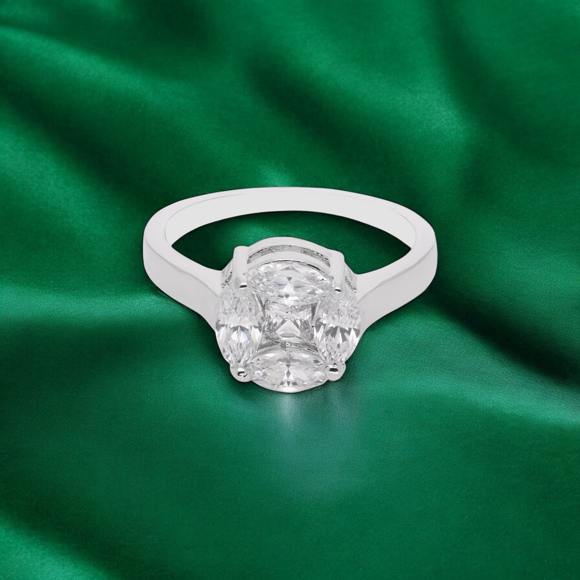 Ethereal Glow Sterling Silver Marquise-Cut Stone Ring | SKU : 0021423468