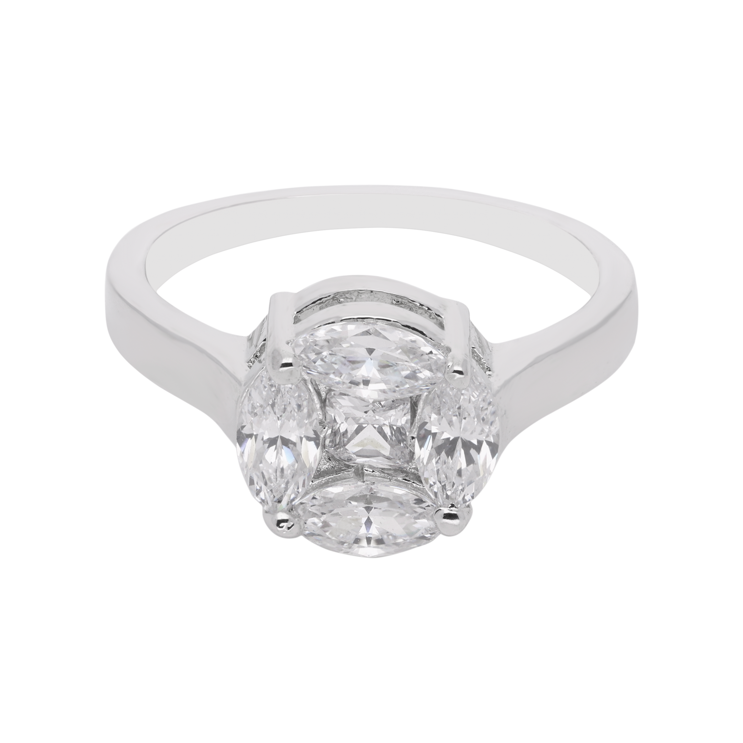 Ethereal Glow Sterling Silver Marquise-Cut Stone Ring | SKU : 0021423468