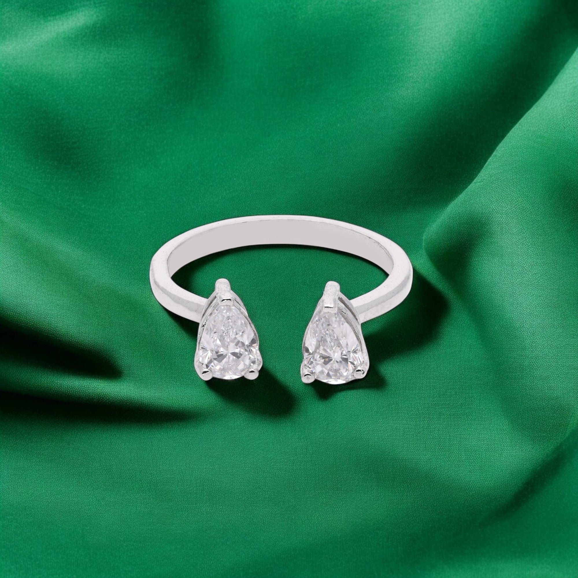 Twin Pear-Cut Open Top Ring in Sleek Finish | SKU : 0021423529