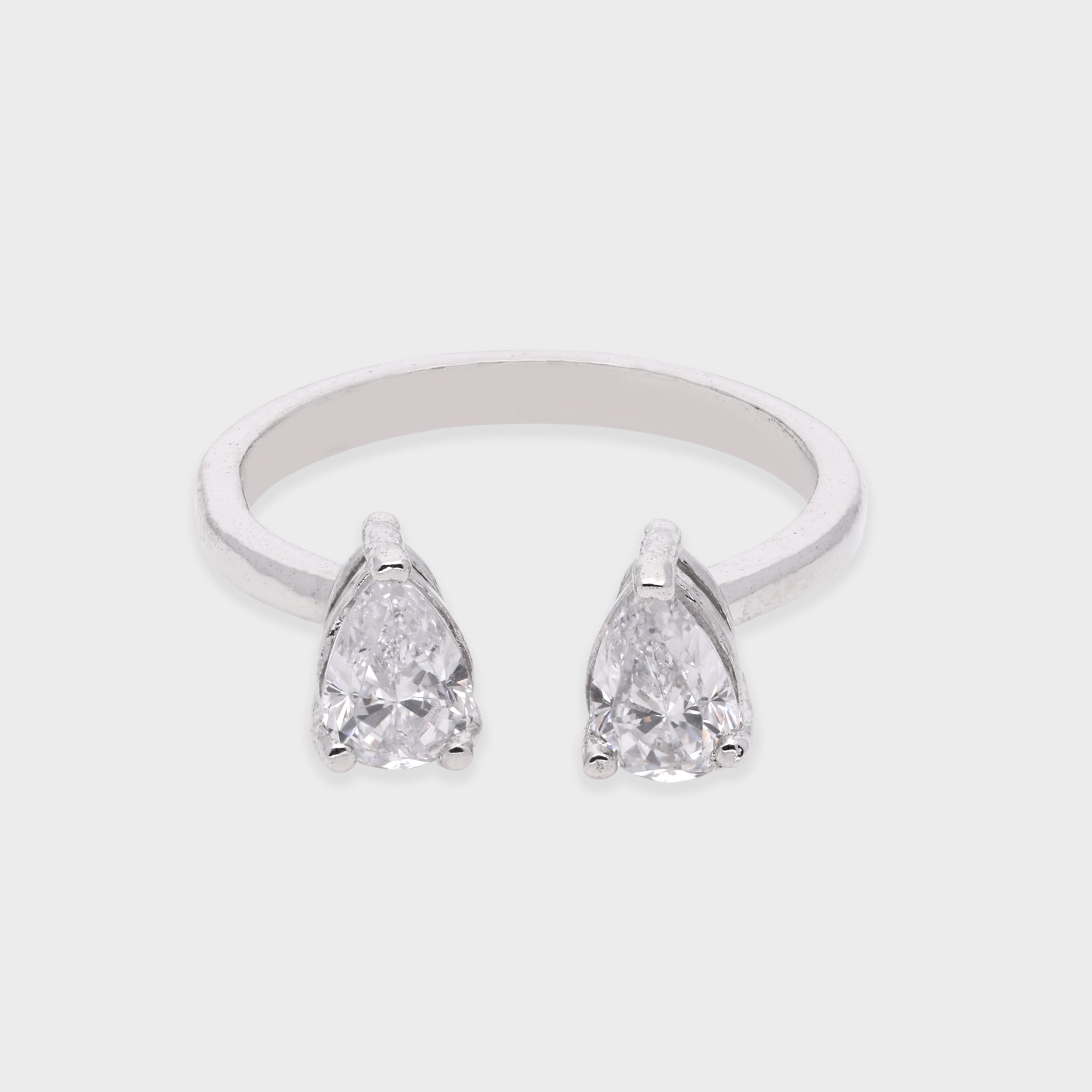 Twin Pear-Cut Open Top Ring in Sleek Finish | SKU : 0021423529