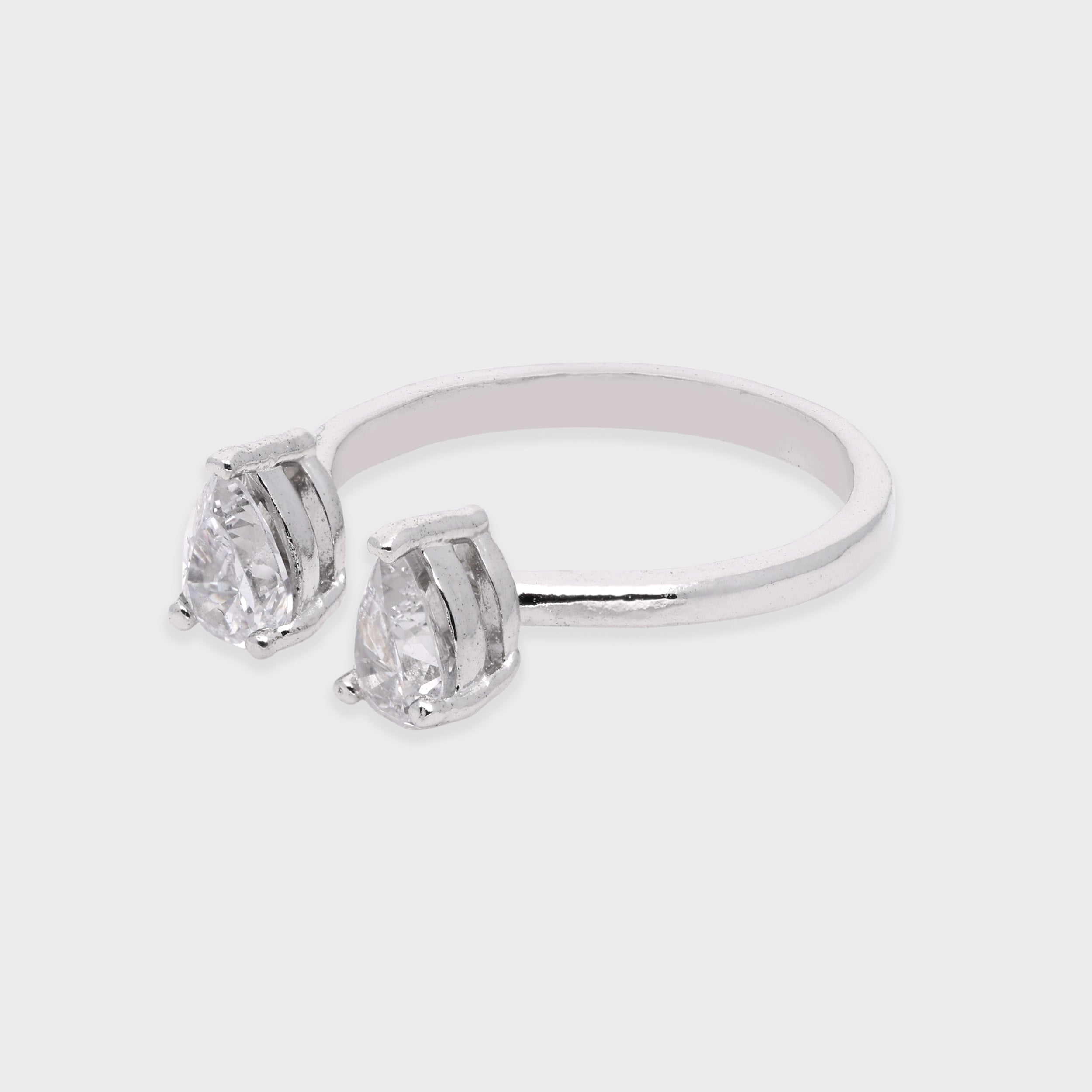 Twin Pear-Cut Open Top Ring in Sleek Finish | SKU : 0021423529