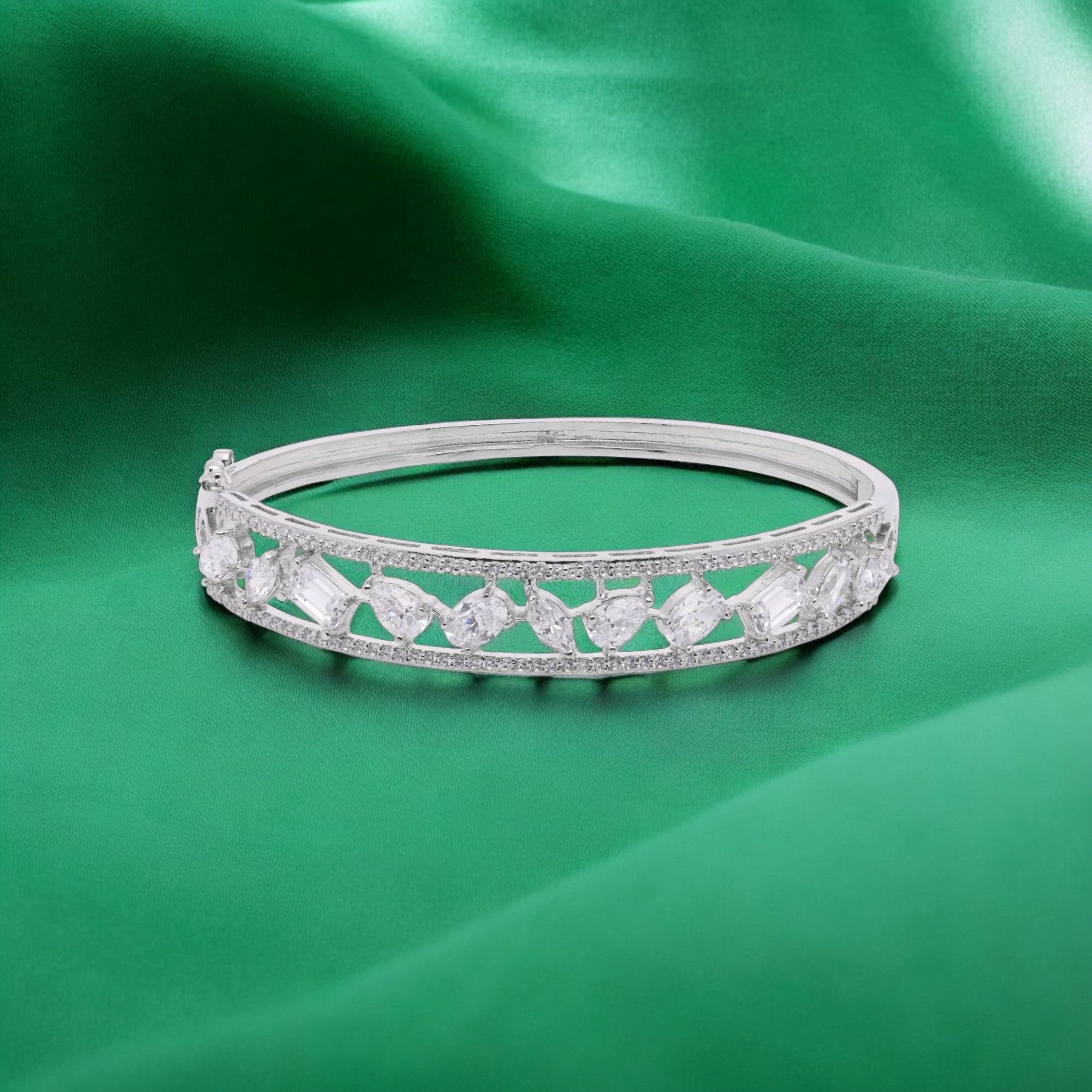 Statement Bangle with Assorted Cut Sparkling Stones | SKU: 0021423604
