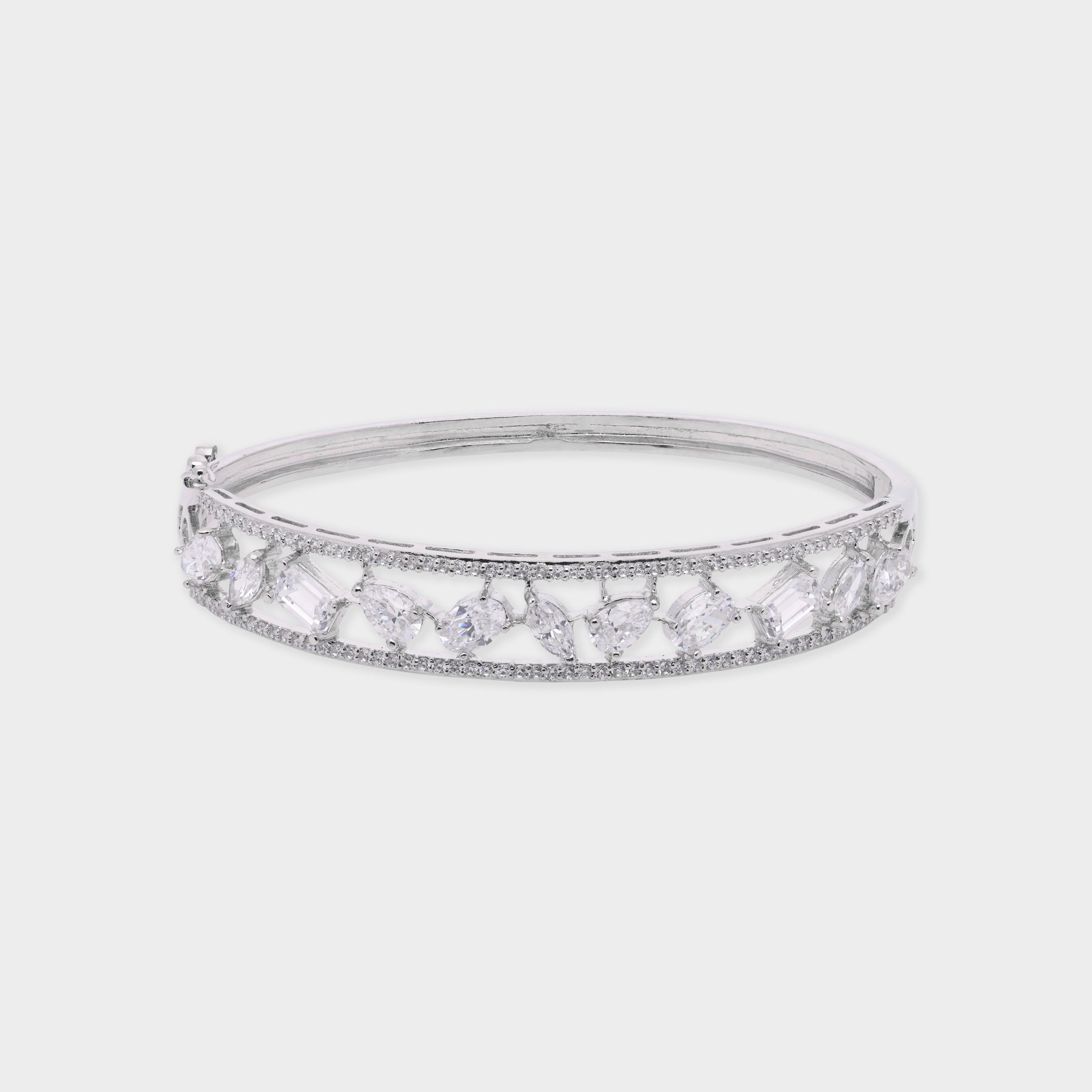 Statement Bangle with Assorted Cut Sparkling Stones | SKU: 0021423604