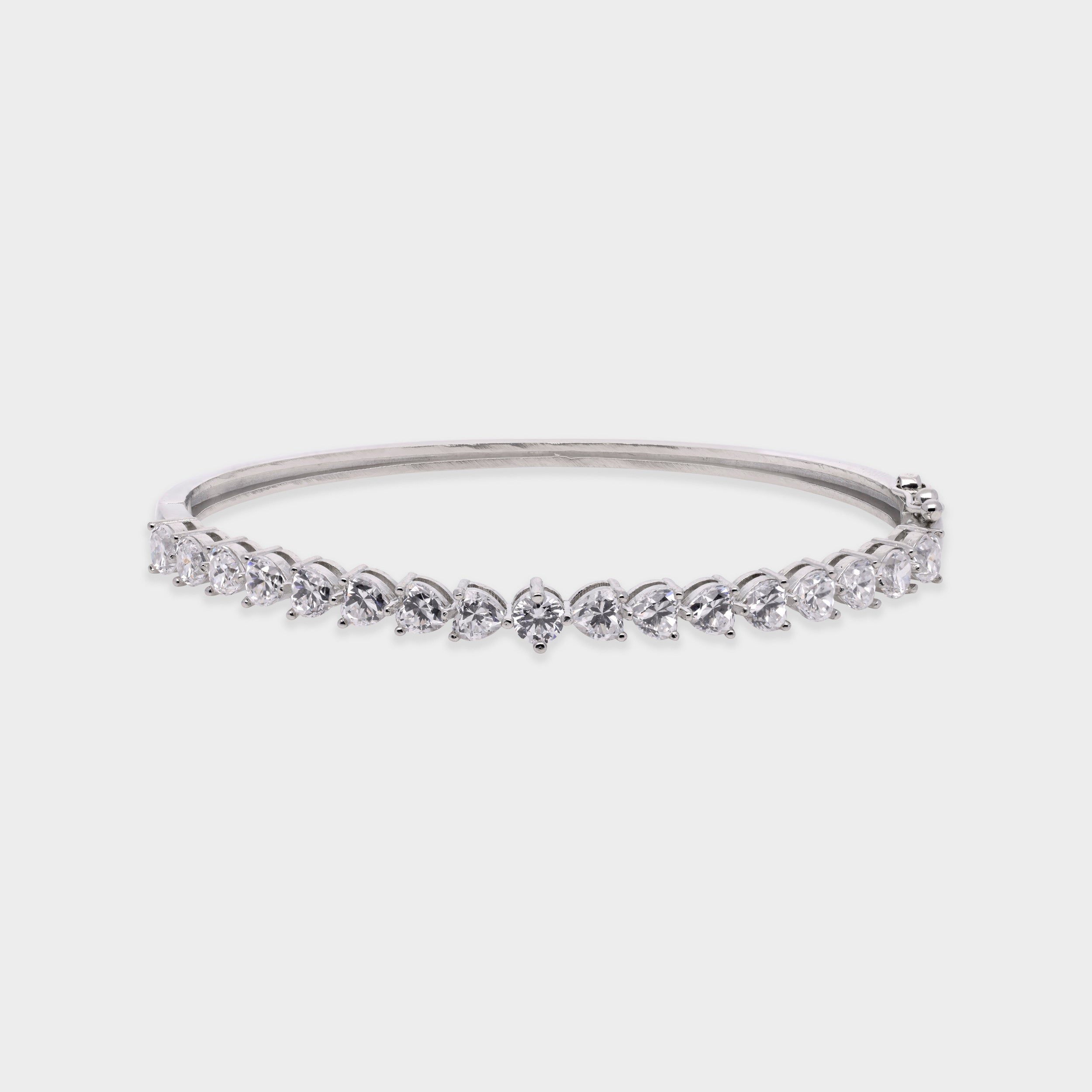 Petal Cascade Sterling Silver Bangle with Dual-Cut Stones | SKU: 0021423666