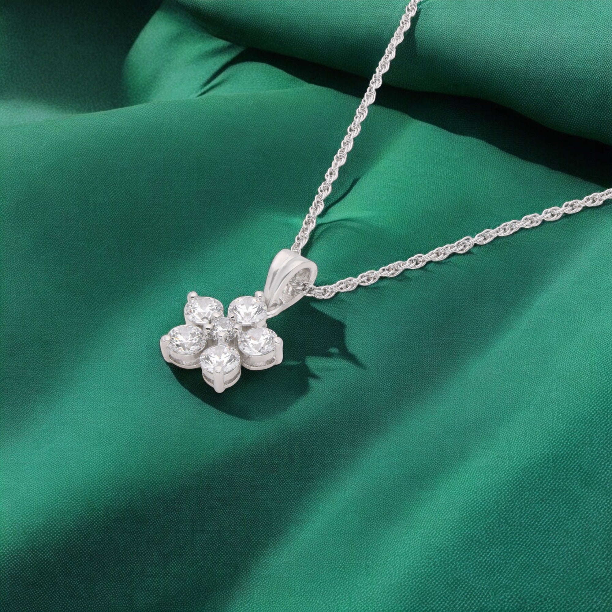 Blossom Elegance Sterling Silver Floral Pendant Necklace | SKU : 0003579176, 0021424021, 0021424038