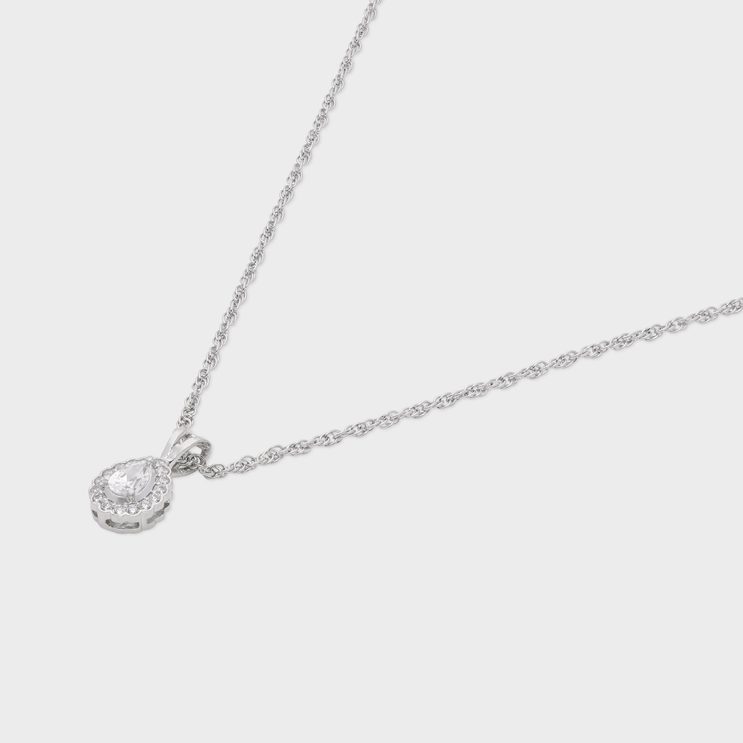 Double Halo Teardrop Pendant Necklace in Sterling Silver | 0003579381, 0021424472, 0021424465