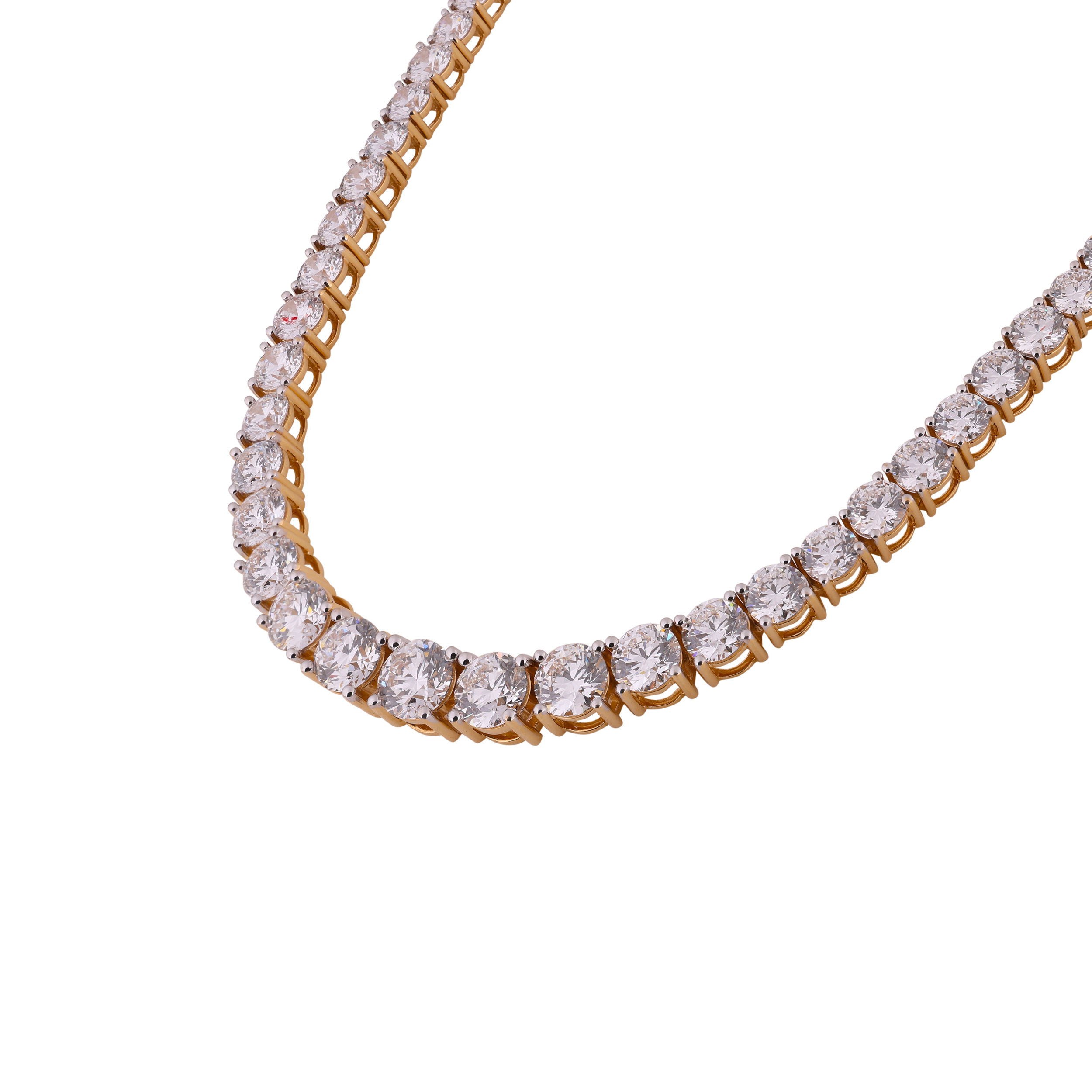 Round Brilliant 31.770 Carat Elegant Gold-Toned Lab-Grown Diamond Rivière Necklace | SKU: 0021454943