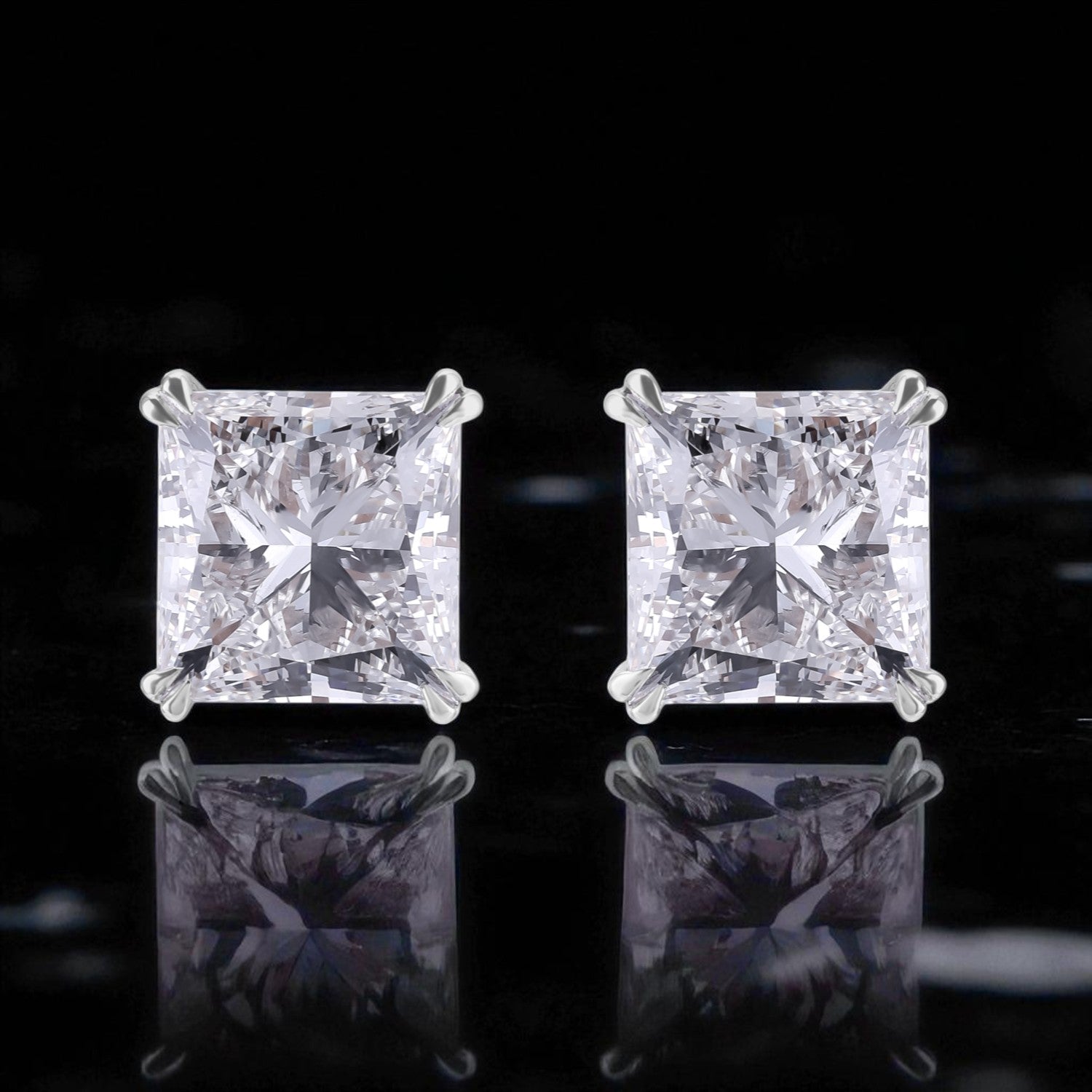 Radiant Square Step-Cut Lab Grown Diamond Stud Earrings in Dual-Tone Gold | SKU : 0021499241