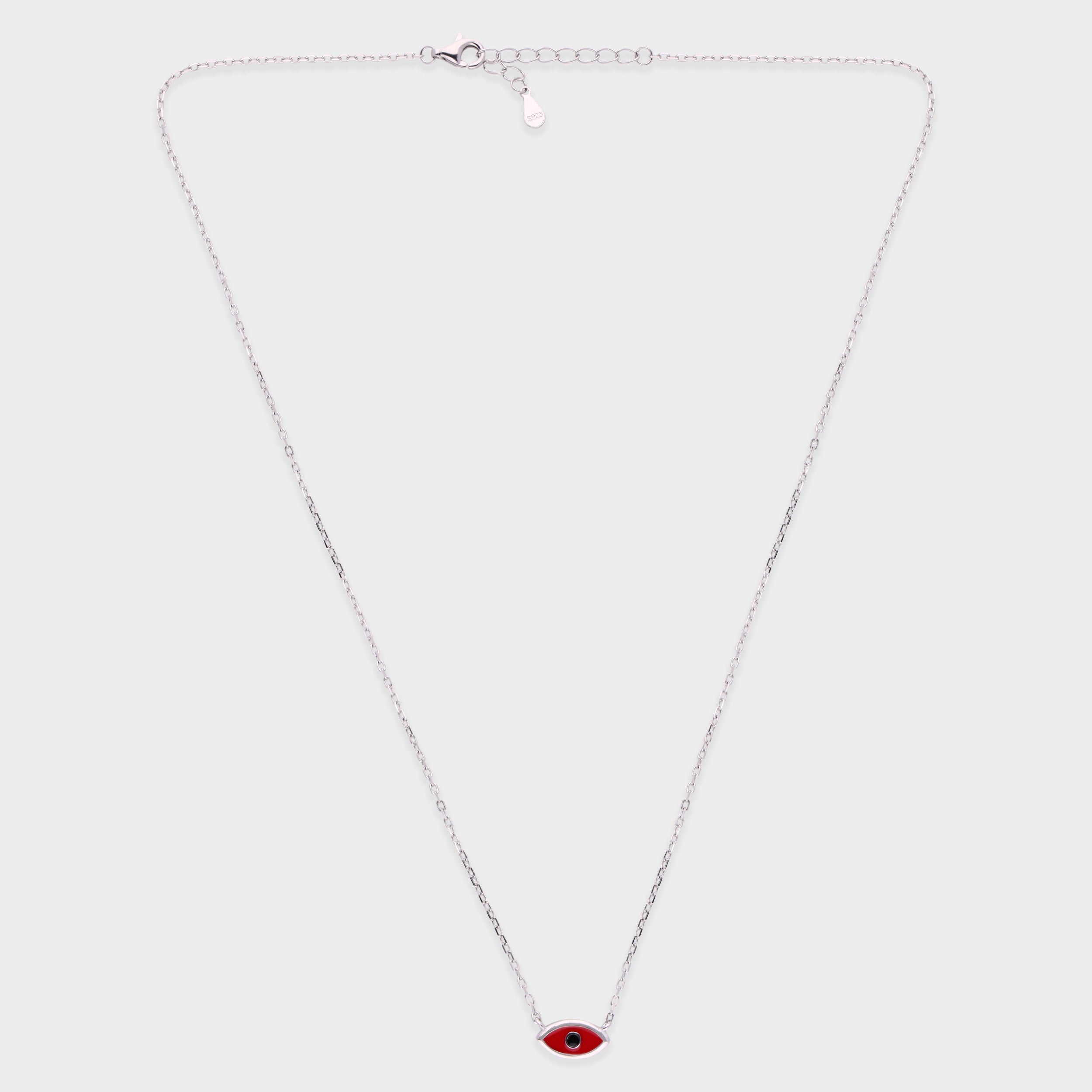 Evil Eye Charm Necklace in Silver Tone – Pink & Red Variants | SKU : 0021525773, 0021525766, 0003624074, 0021525759, 0003624067