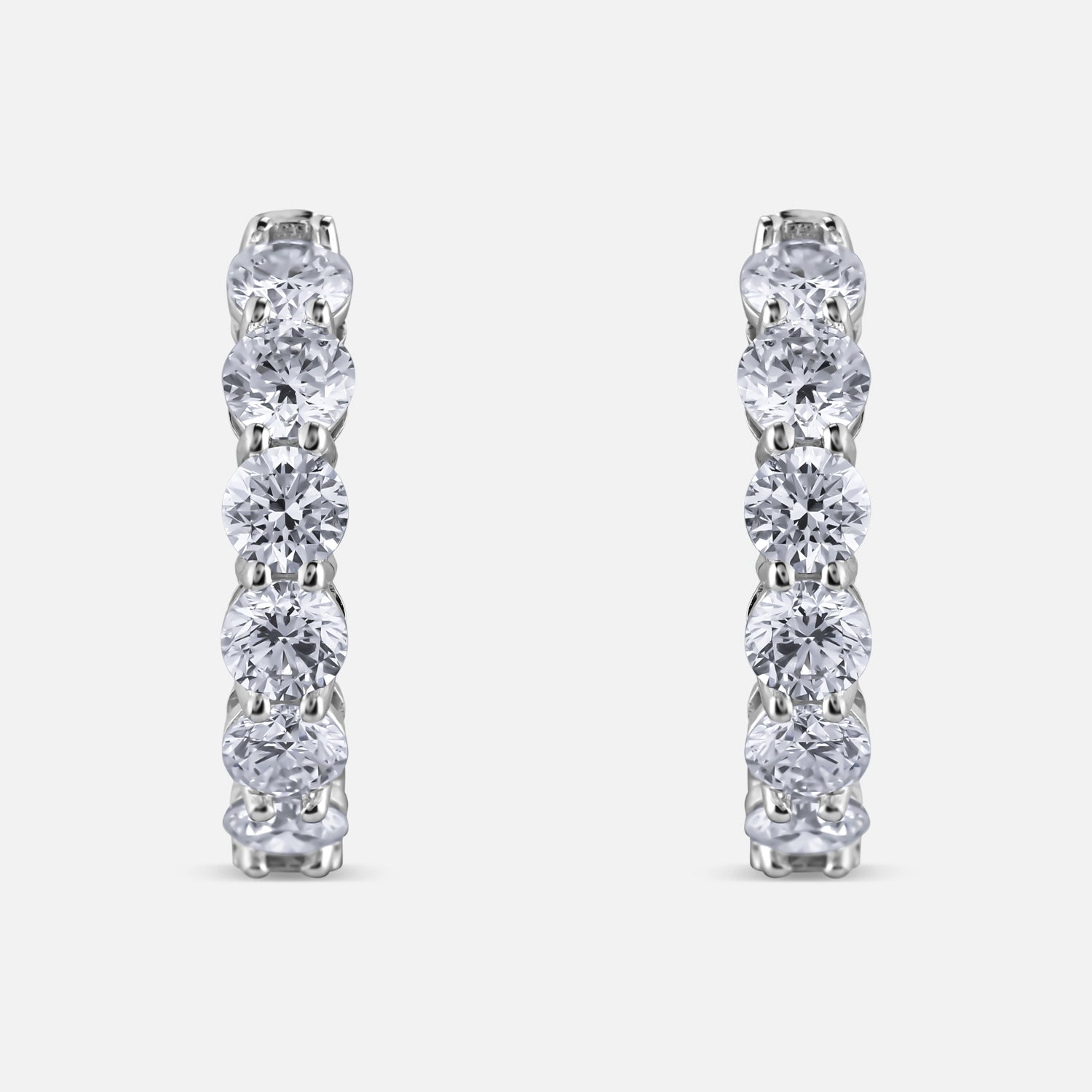 Classic Round Brilliant Lab Grown Diamond Hoop Earrings in White Gold | SKU : 0021543586