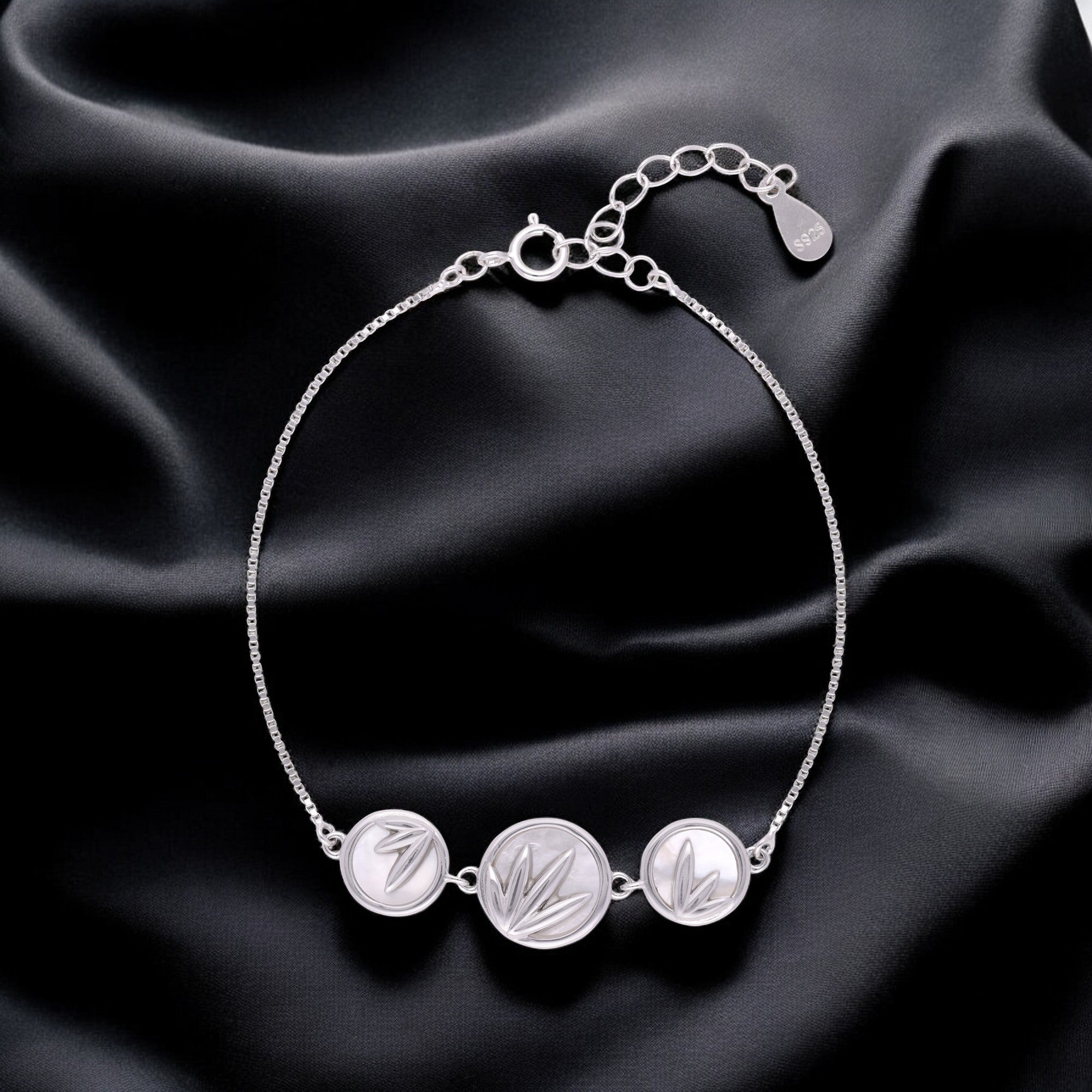 Whispering Petals Sterling Silver Bracelet – A Tribute to Nature’s Grace | SKU : 0021545979, 0021545962