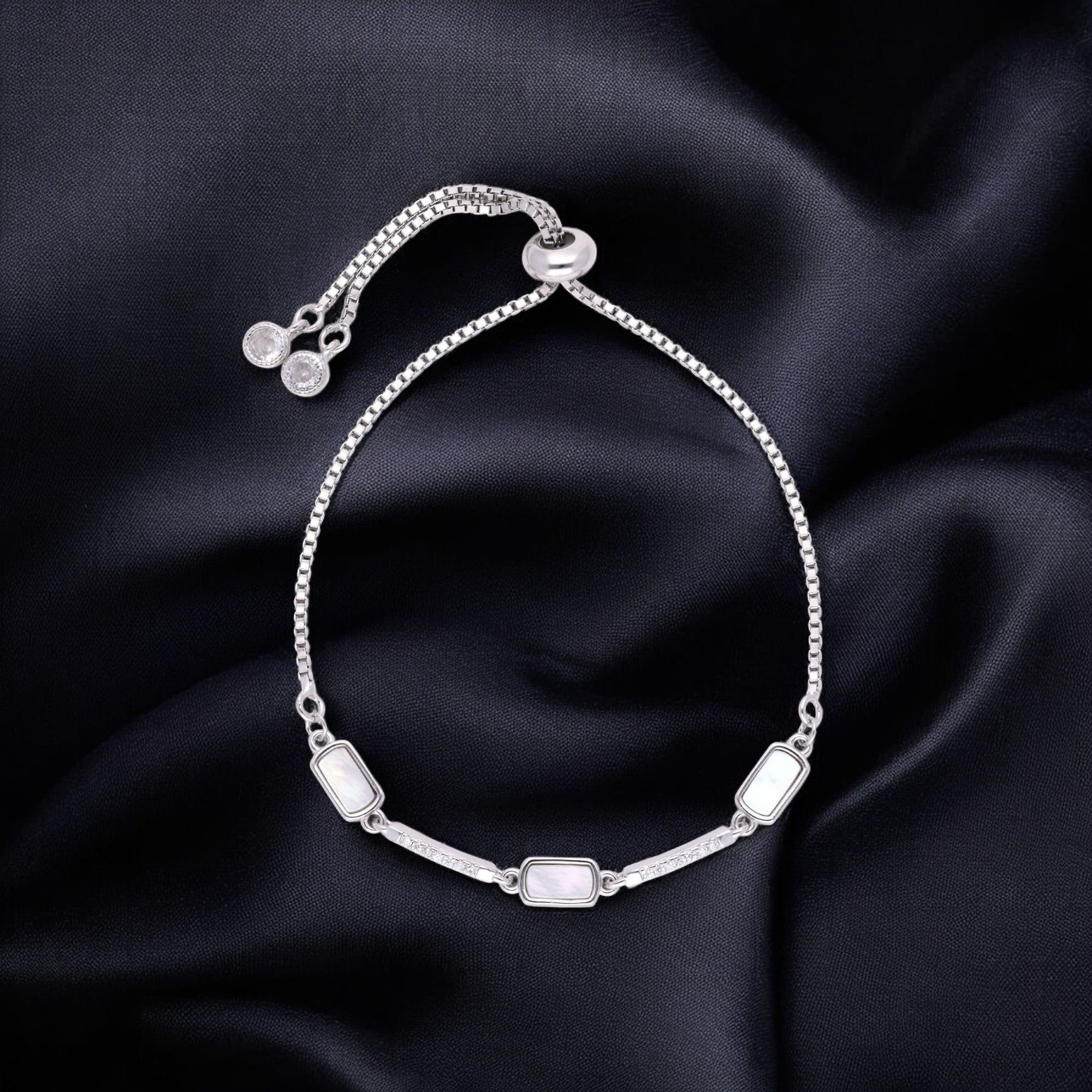 Lustrous Serenity Sterling Silver Bracelet – A Symphony of Elegance and Grace | SKU : 0021545993, 0021545986