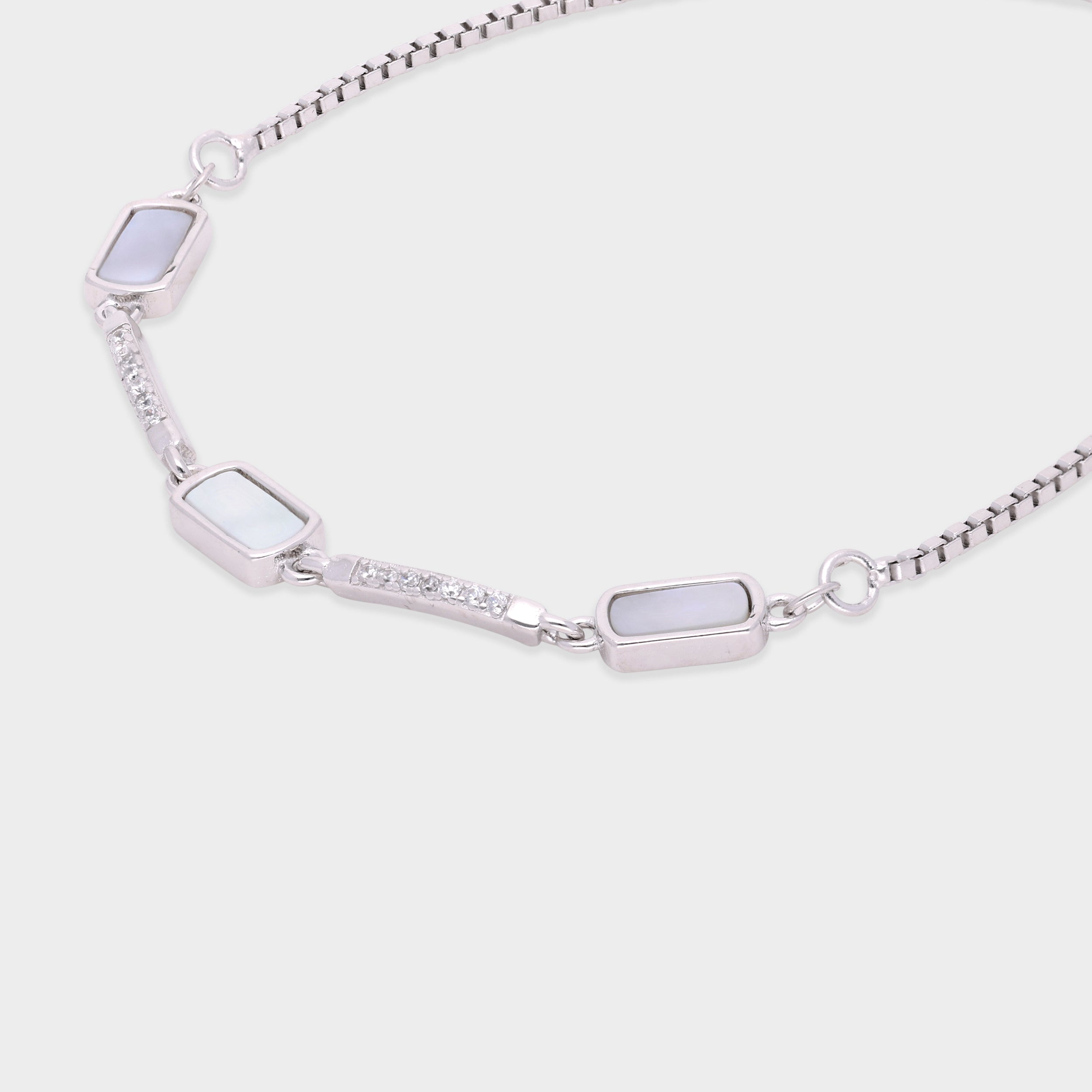 Lustrous Serenity Sterling Silver Bracelet – A Symphony of Elegance and Grace | SKU : 0021545993, 0021545986