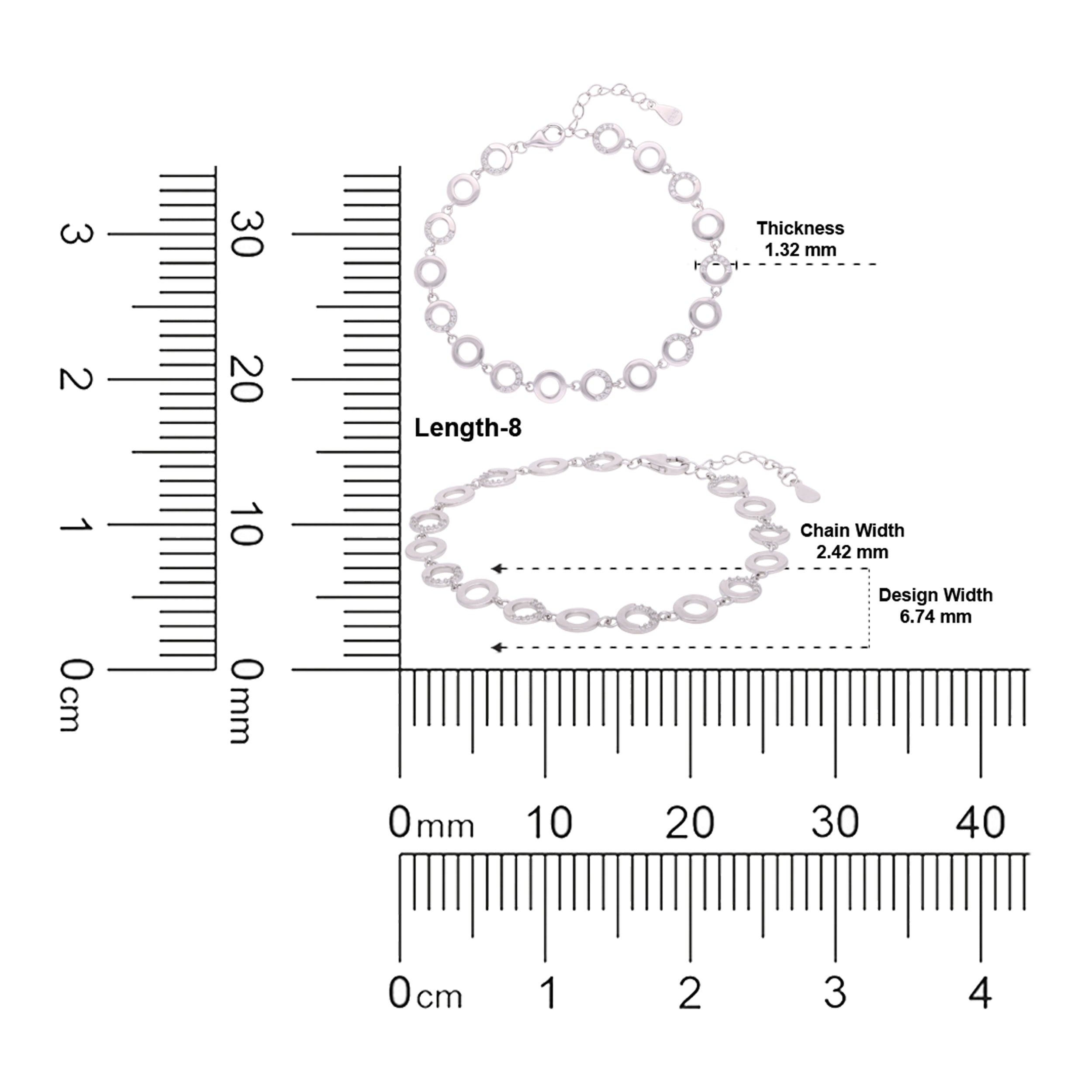 Silver-Toned Linked Open Circle Bracelet with Pavé Accents and Textured Detailing | SKU :  0021546075, 0021546082