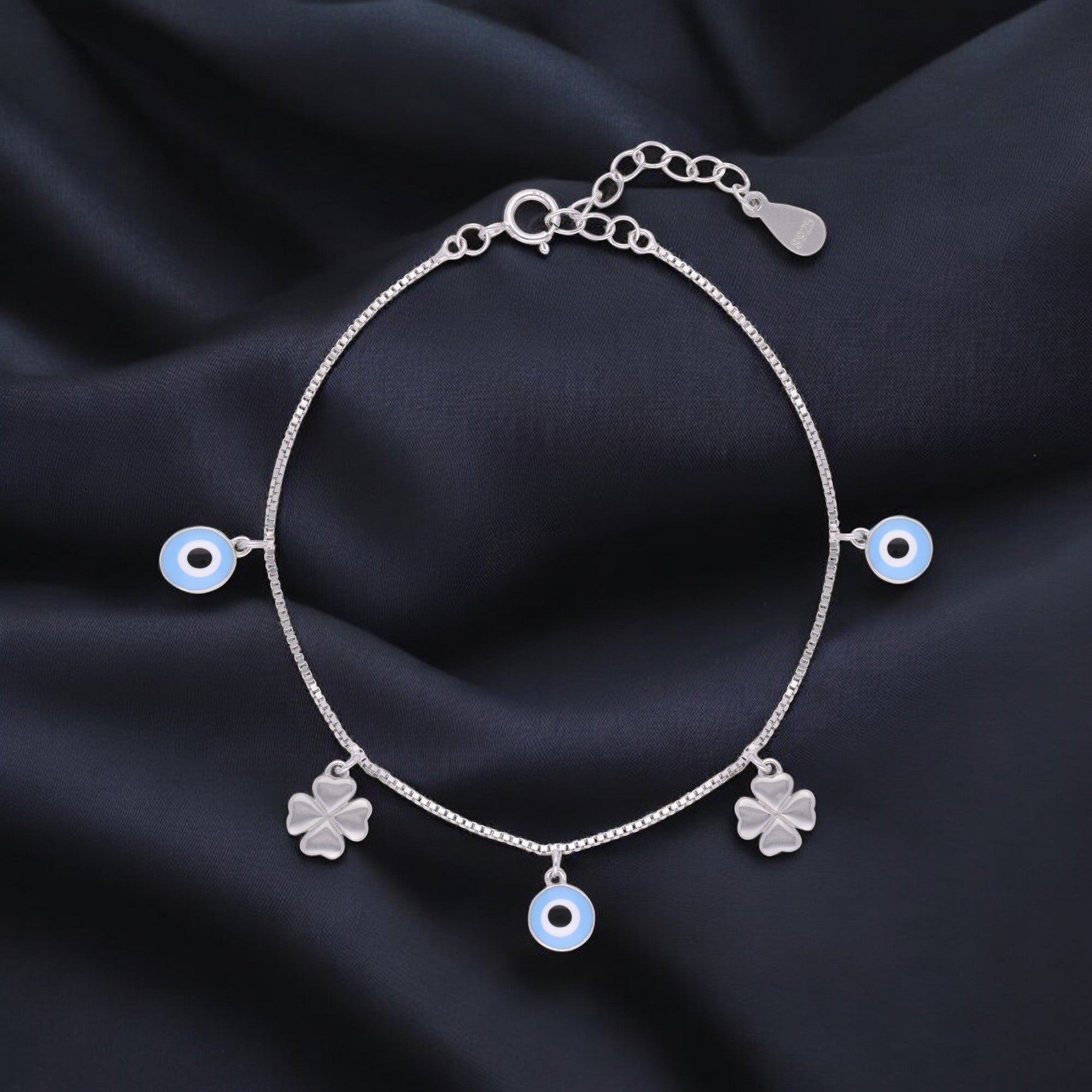 Fortuna Charm Sterling Silver Bracelet – A Harmonious Blend of Protection and Luck | SKU : 0021560989, 0021546112, 0021546105, 0003631119, 0021546129