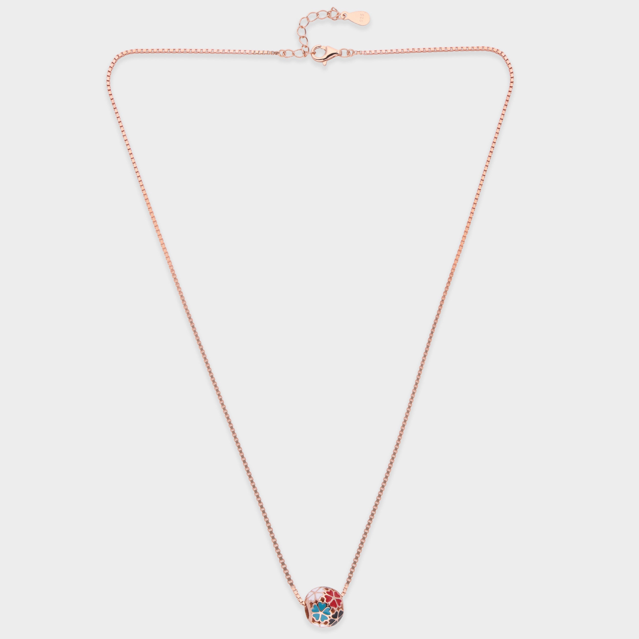 Elysian Bloom Sterling Silver Chain Pendant – A Tapestry of Color and Elegance | SKU : 0021546143