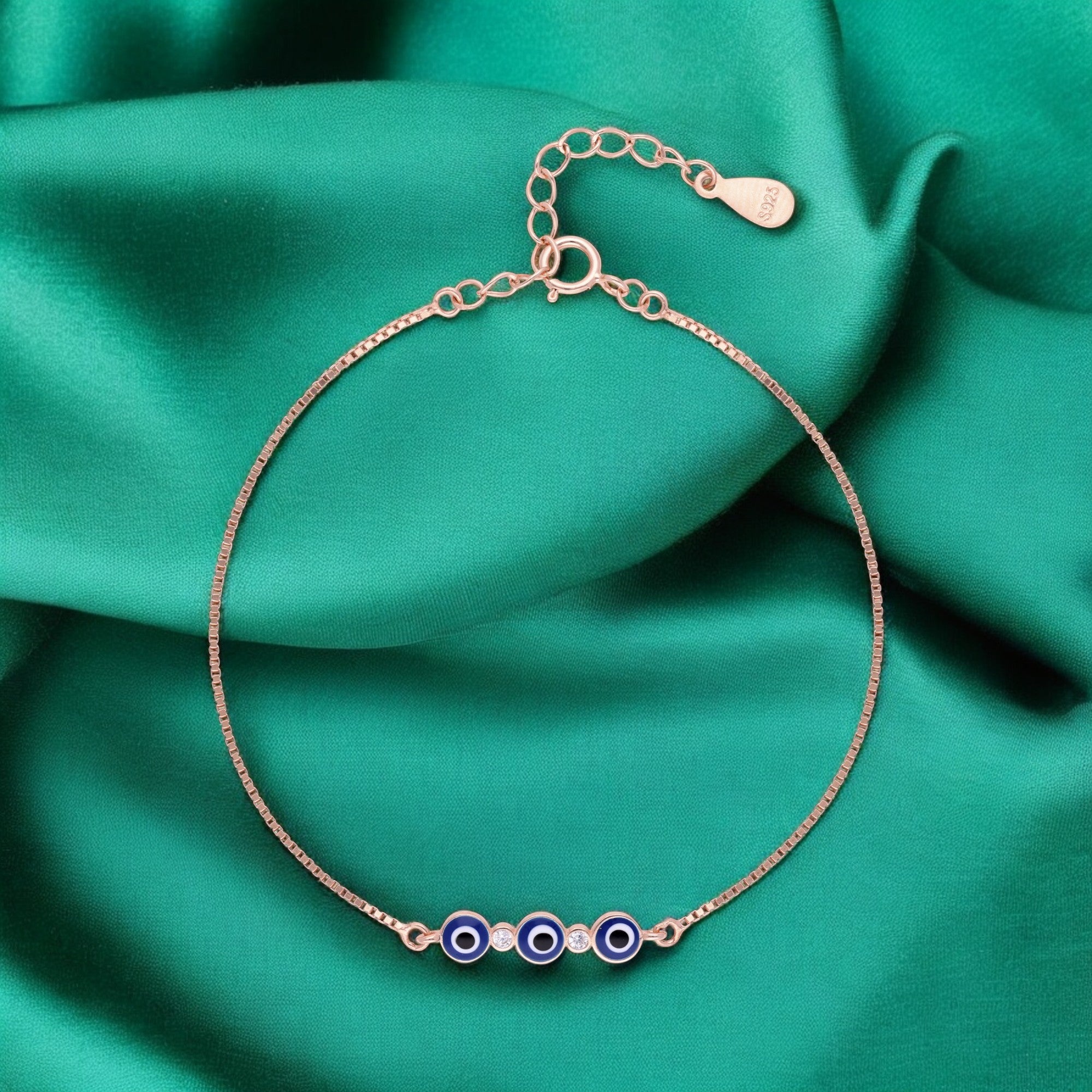 Evil Eye Harmony Sterling Silver Bracelet – A Guardian of Elegance and Protection | SKU : 0021546235