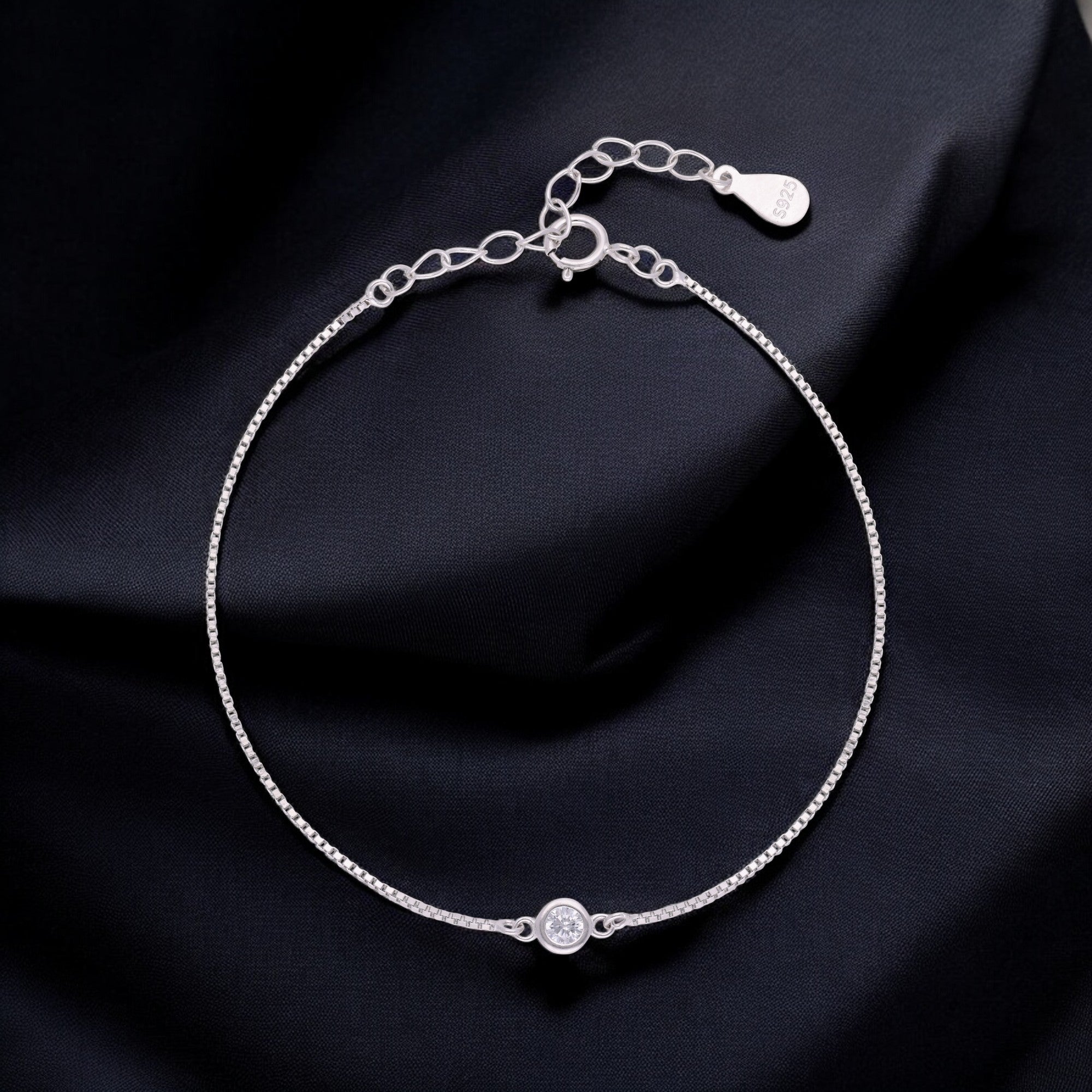 Sterling Silver Bezel-Set Stone Bracelet in Rose Gold & Silver Tones | SKU : 0003630938, 0021546556, 0021546549, 0021546563