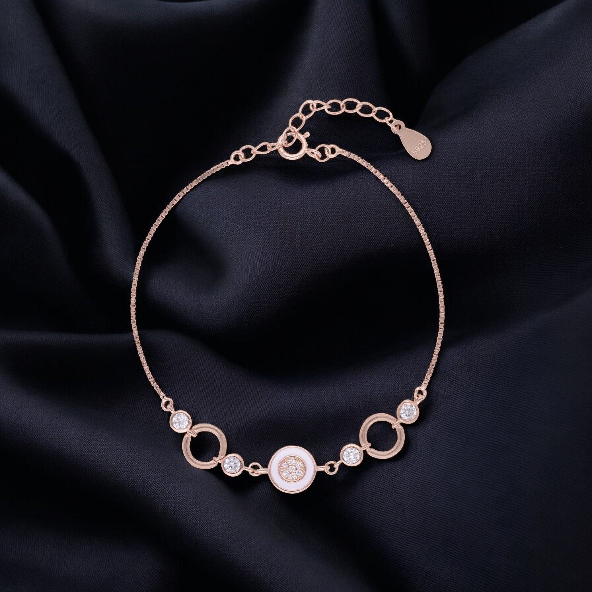 Celestial Orbit Sterling Silver Bracelet – A Symphony of Light and Motion | SKU : 0021546600, 0003631065